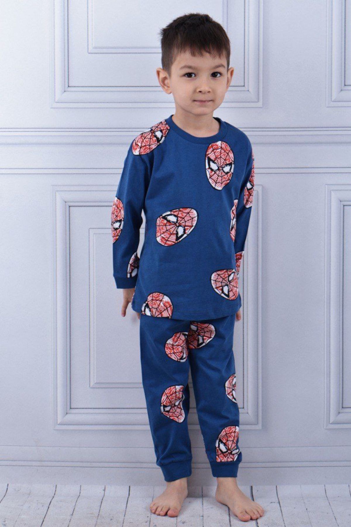 Детска пижама за момче с дълъг ръкав, син цвят