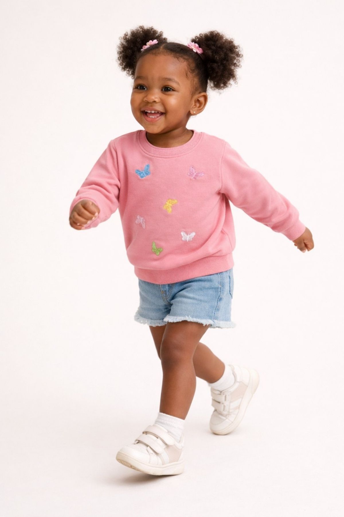 Детска блуза за момиче с дълъг ръкав, тъмно розов цвят  