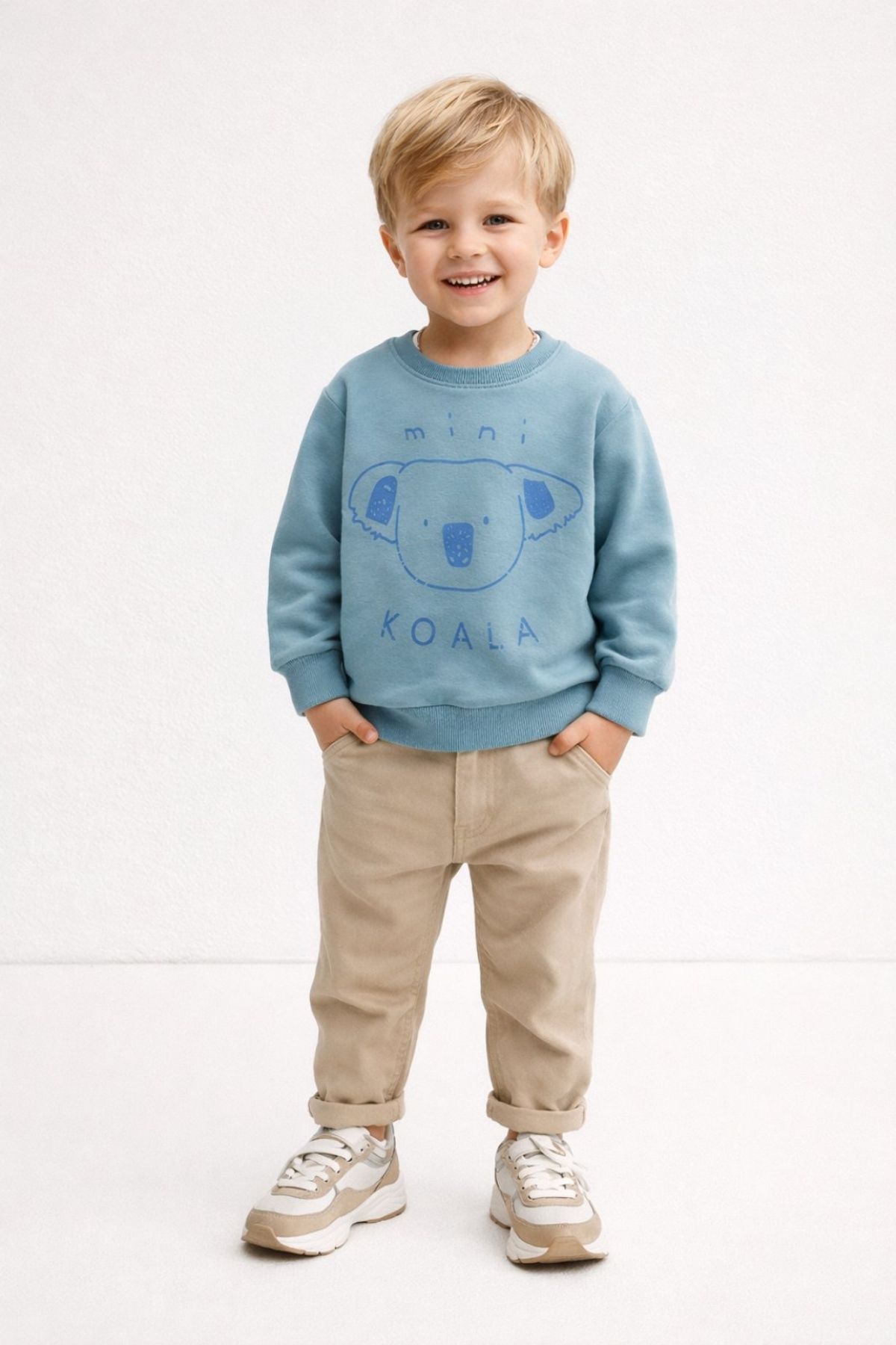 Детска блуза за момче с дълъг ръкав, син цвят 