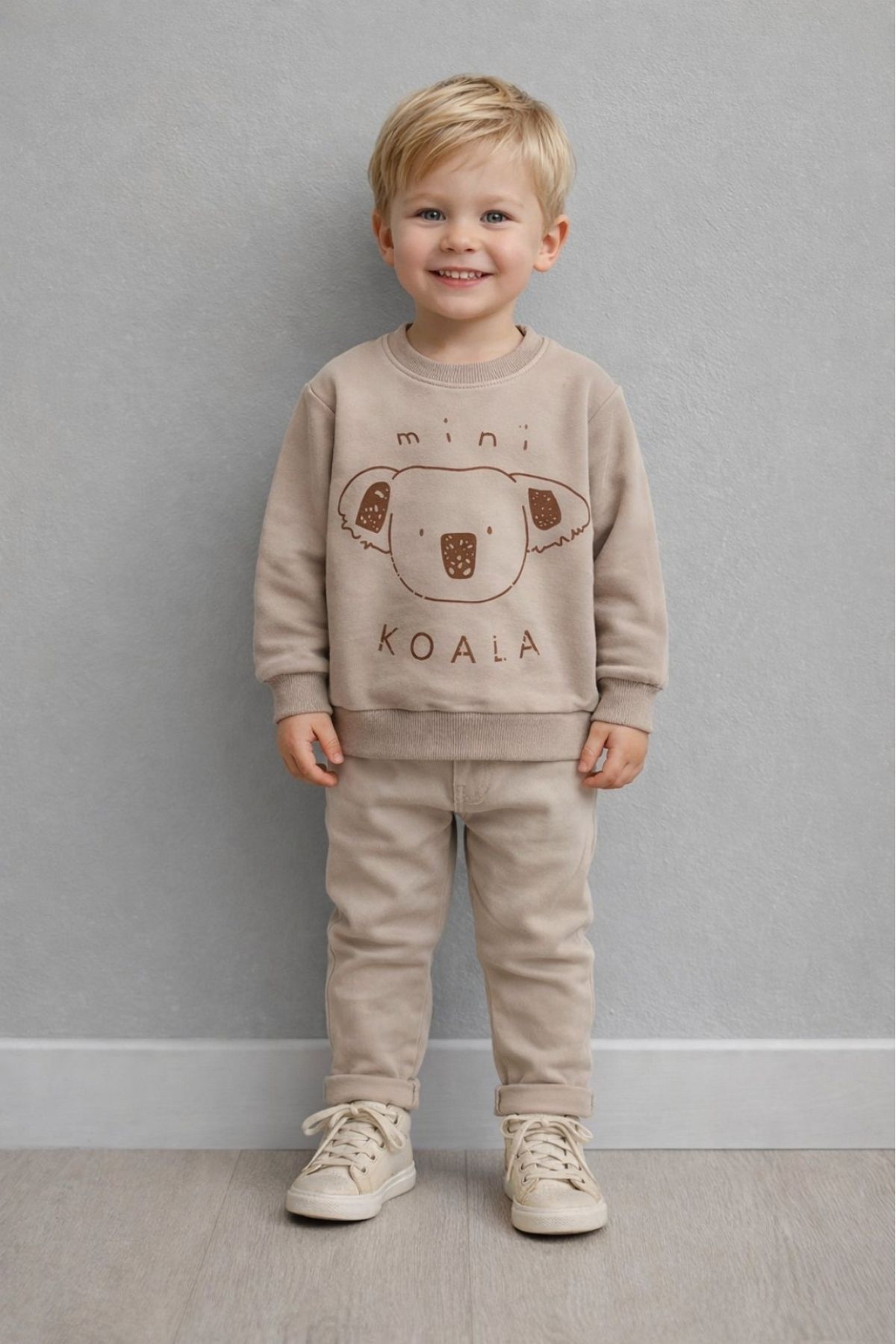 Детска блуза за момче с дълъг ръкав, кафяв цвят 