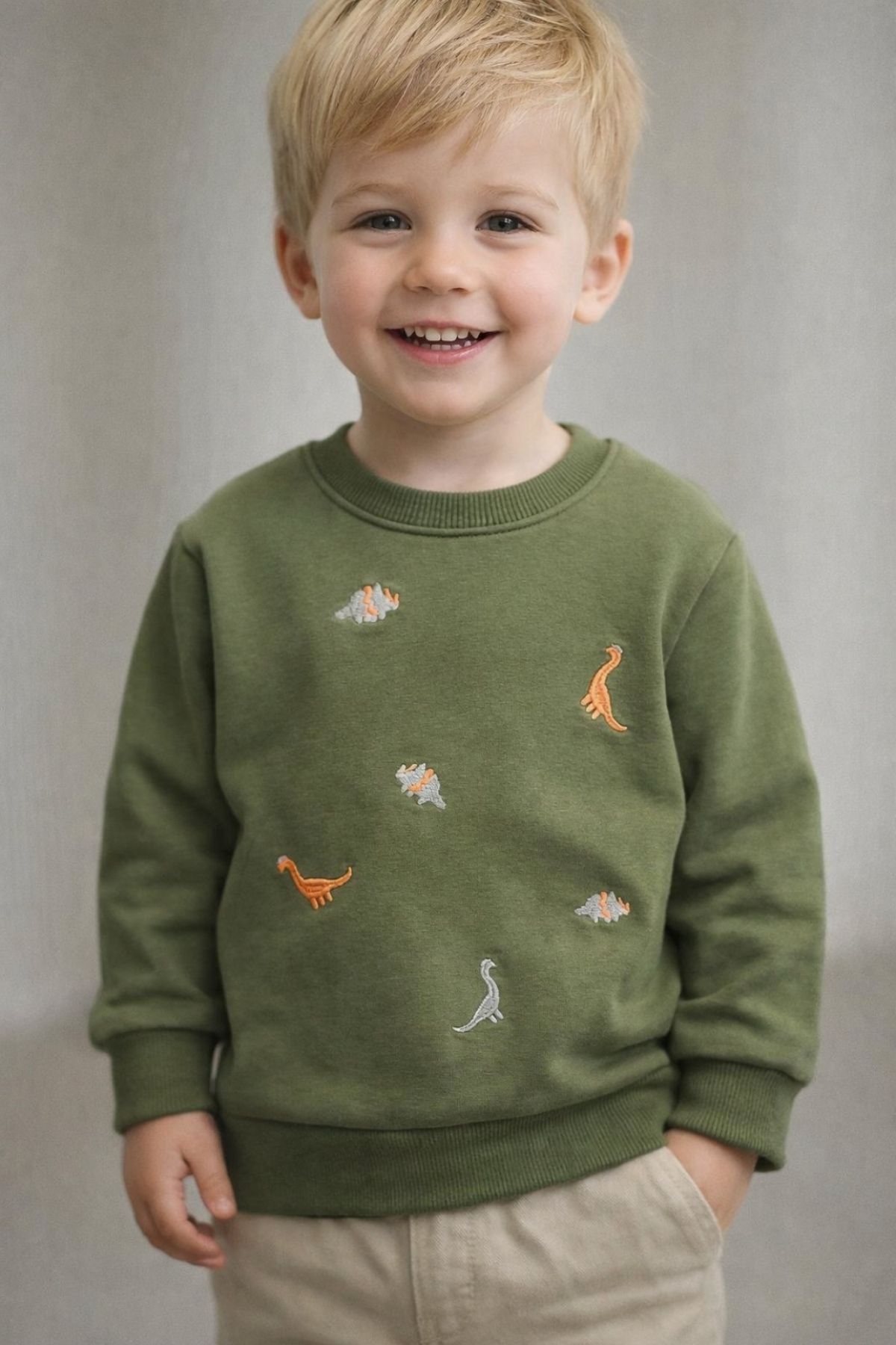 Детска блуза за момче с дълъг ръкав, зелен цвят