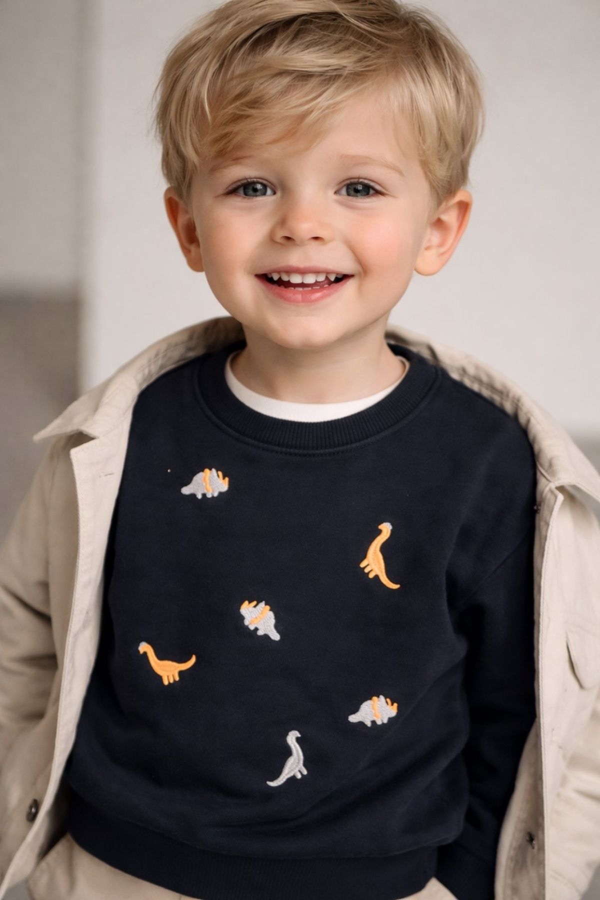 Детска блуза за момче с дълъг ръкав, черен цвят