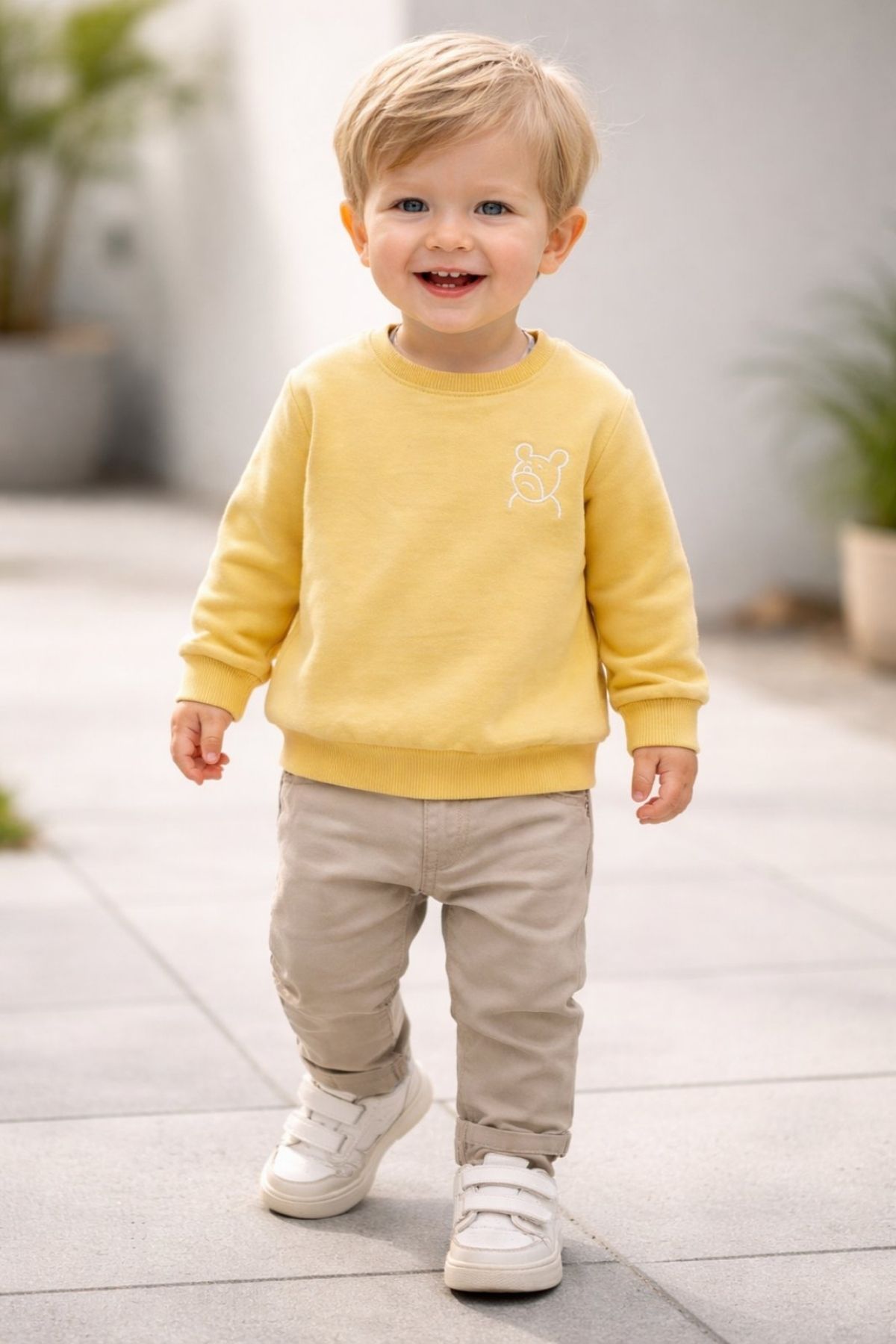 Детска блуза за момче с дълъг ръкав, жълт цвят