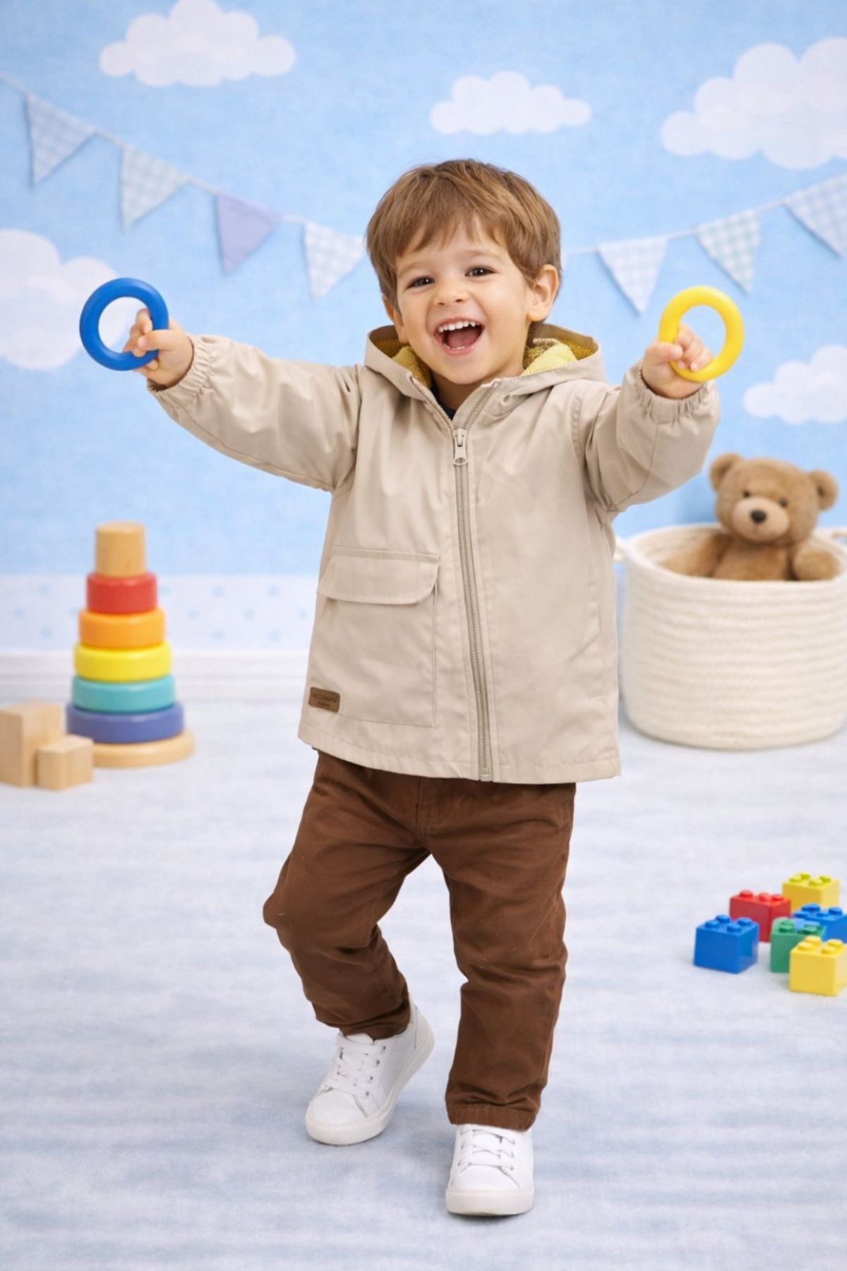 Детско яке за момче, бежов цвят