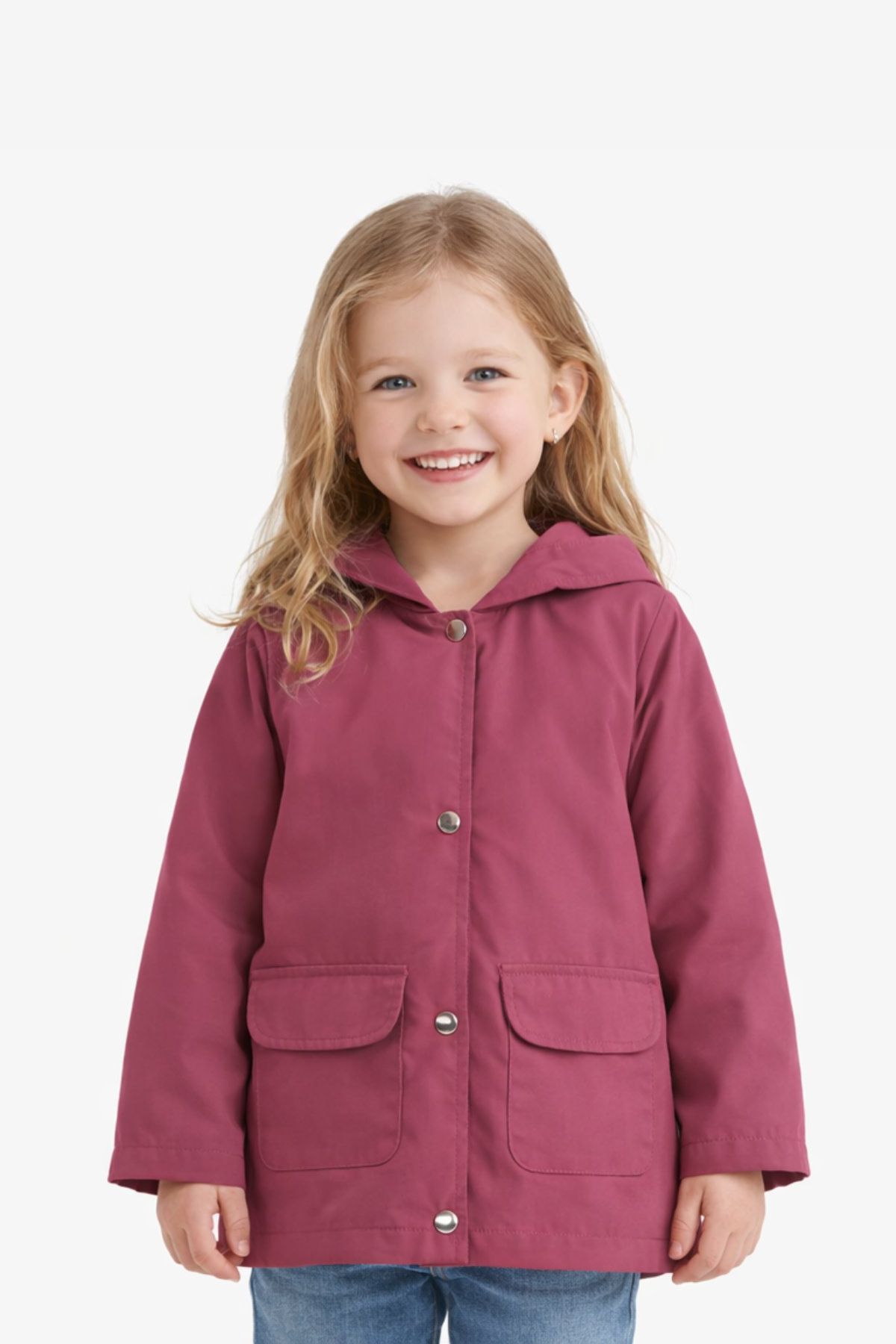 Детско яке за момиче, тъмно розов цвят