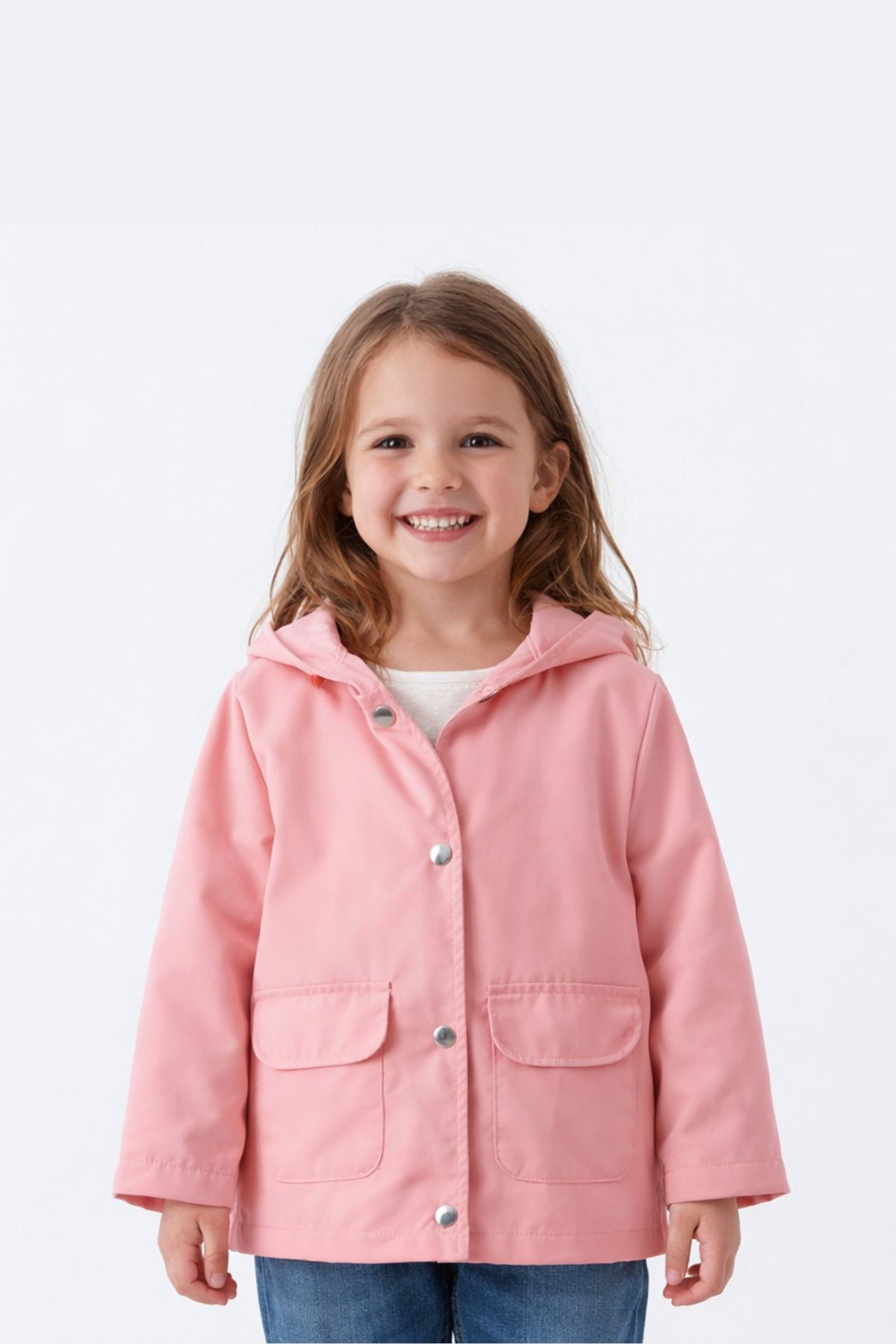 Детско яке за момиче, светло розов цвят