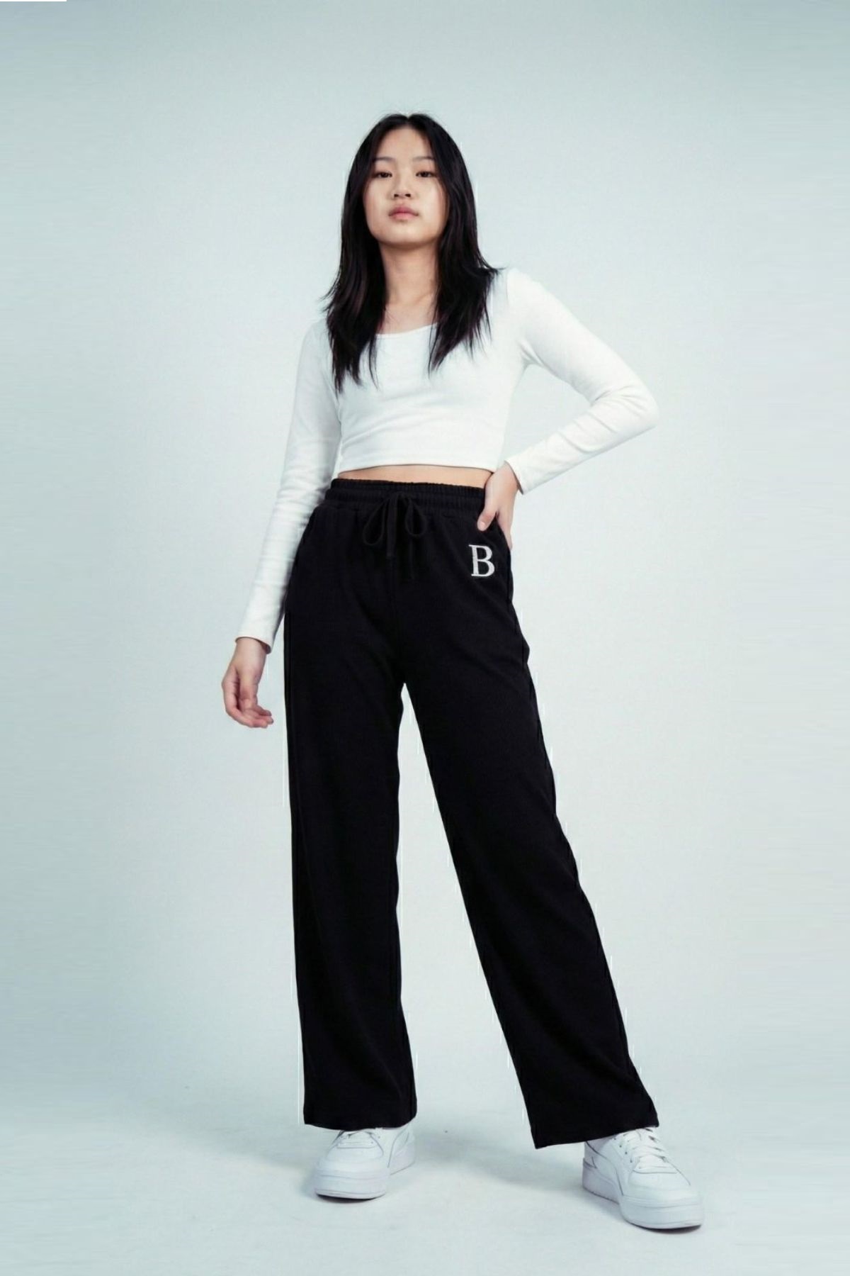 Детска долница рипс за момиче, черен цвят