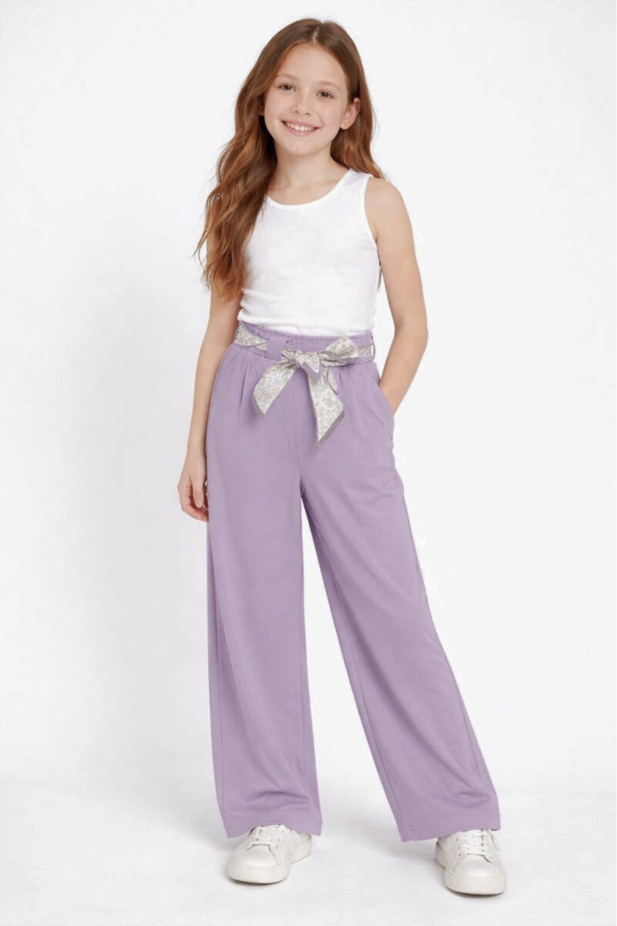 Детски спортен панталон за момиче, лилав цвят 