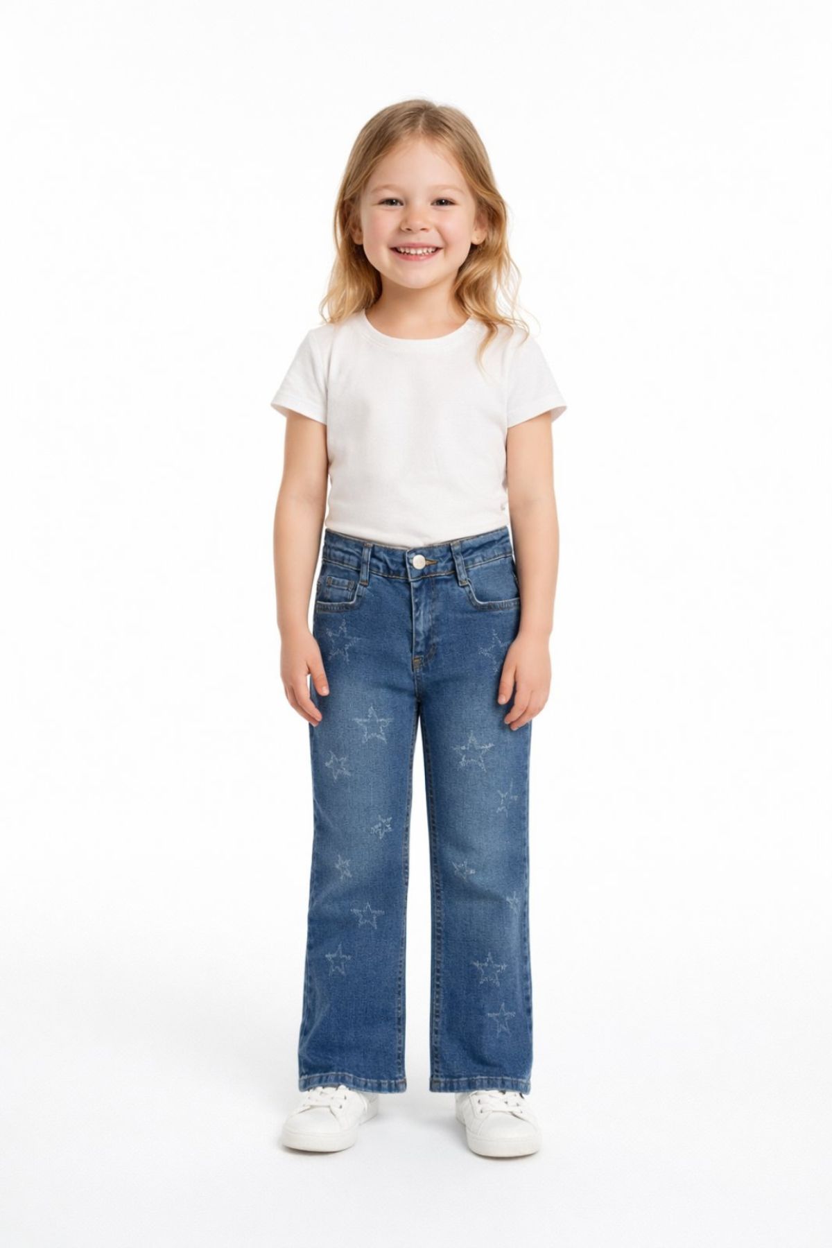 Детски дънки за момиче, син цвят 