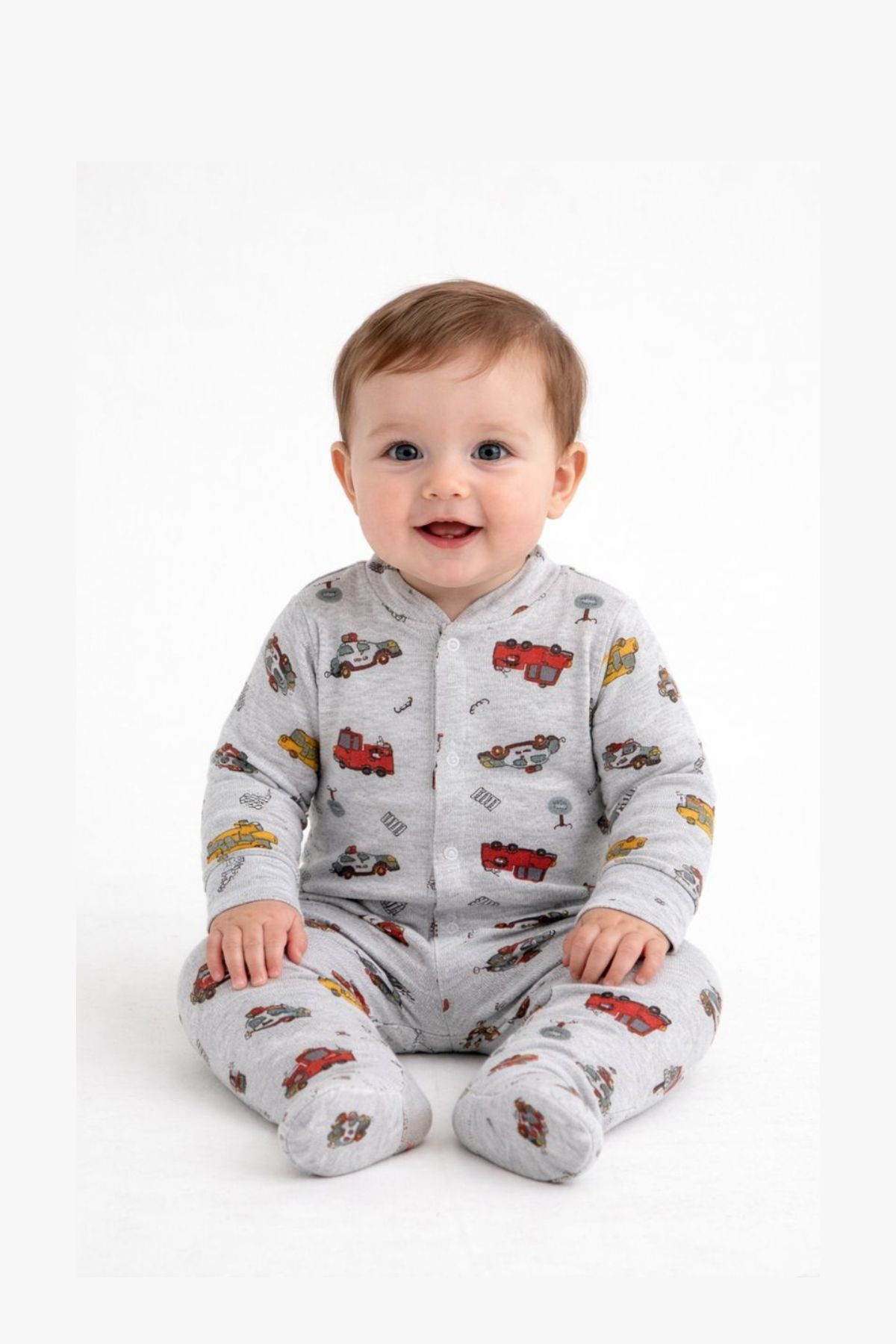  Бебешки гащеризон за момче с дълъг ръкав, сив цвят