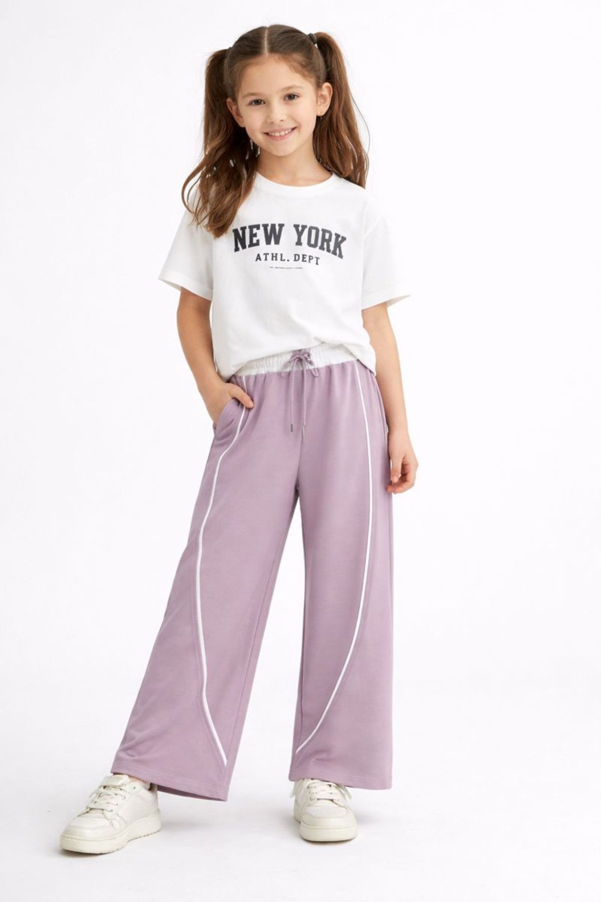 Детски спортен панталон за момиче, лилав цвят