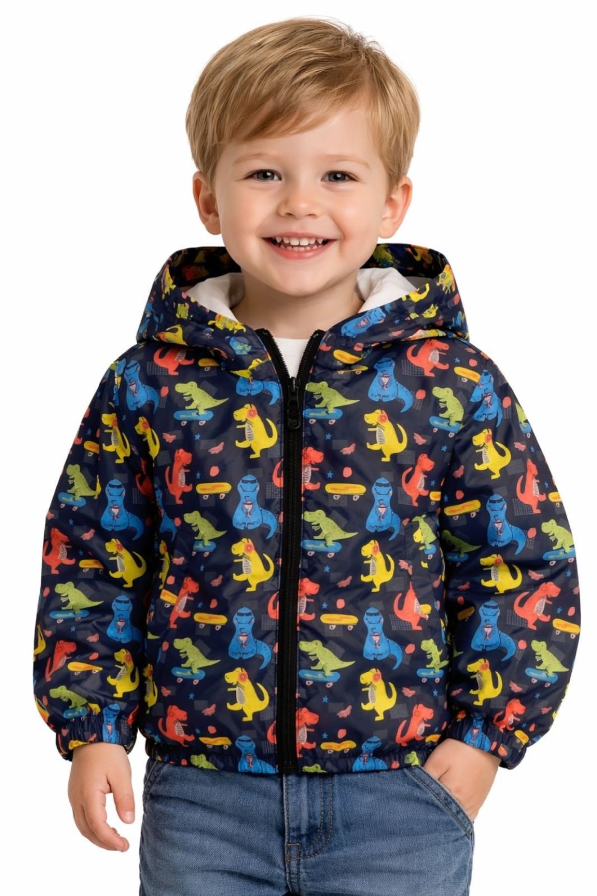 Детско яке момче с динозавър, черен цвят