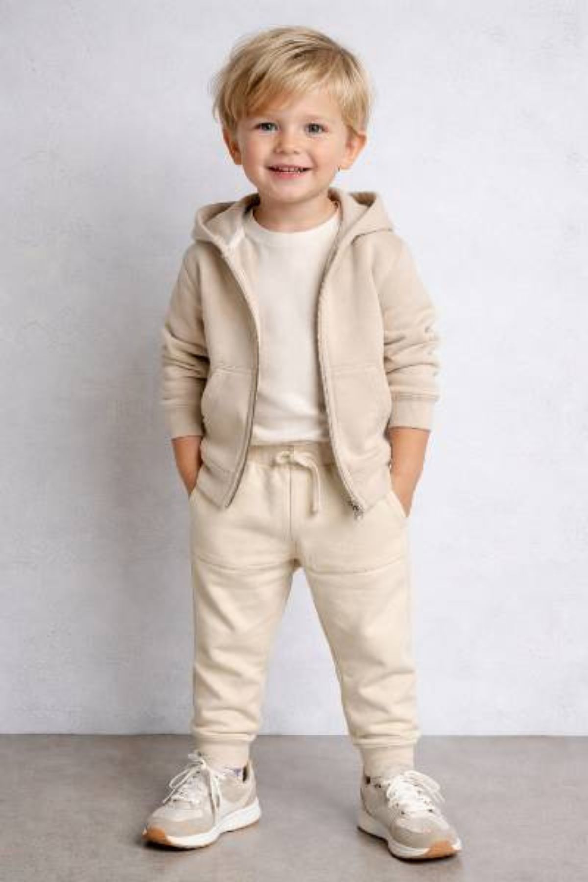 Детска долница за момче, цвят екрю