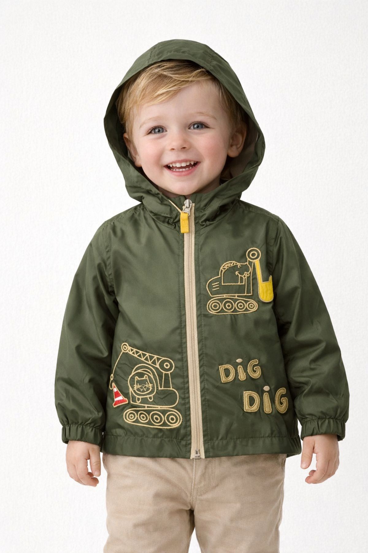 Детско яке за момче, тъмно зелен цвят