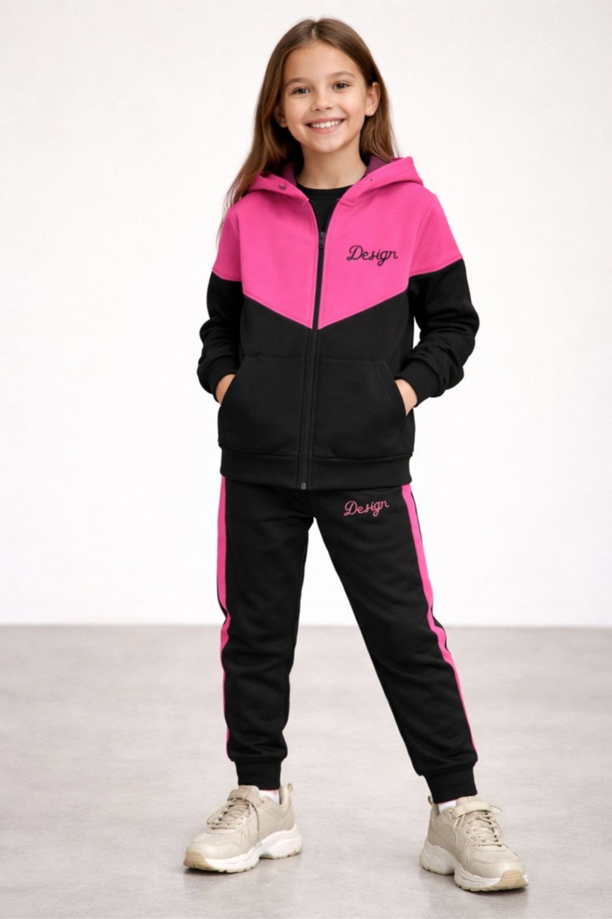 Детски спортен екип момиче, цикламен цвят