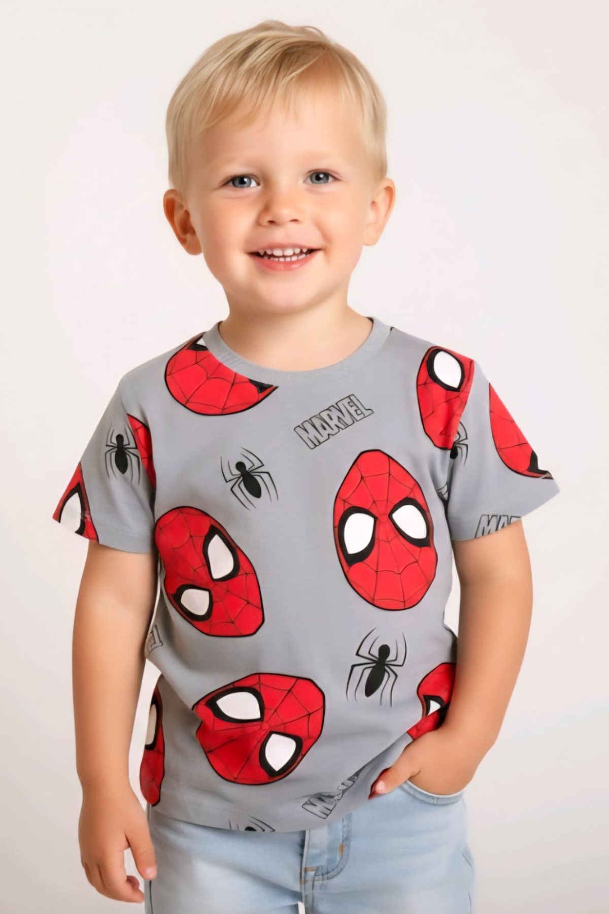 Детска тениска за момче, сив цвят