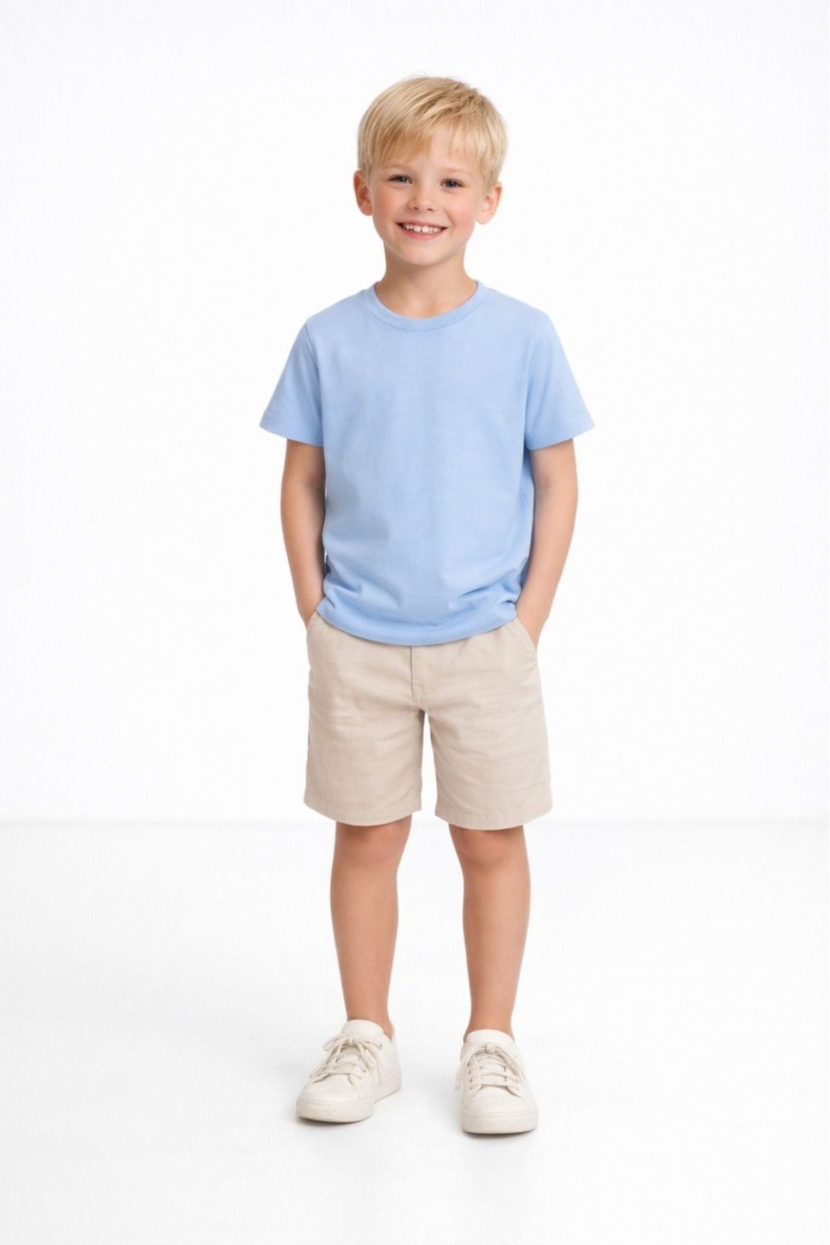 Детска тениска за момче, син цвят 