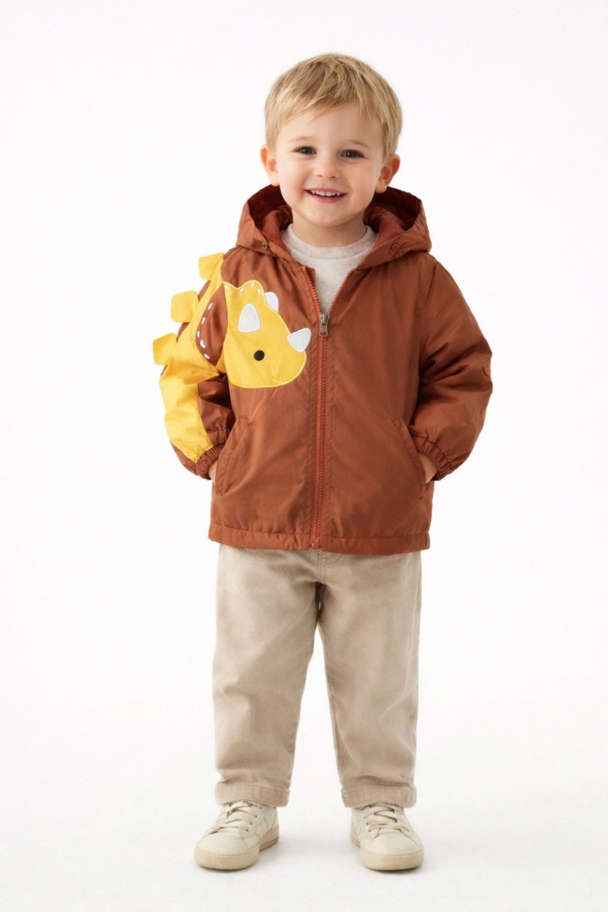 Детско яке за момче, тъмно оранжев цвят 