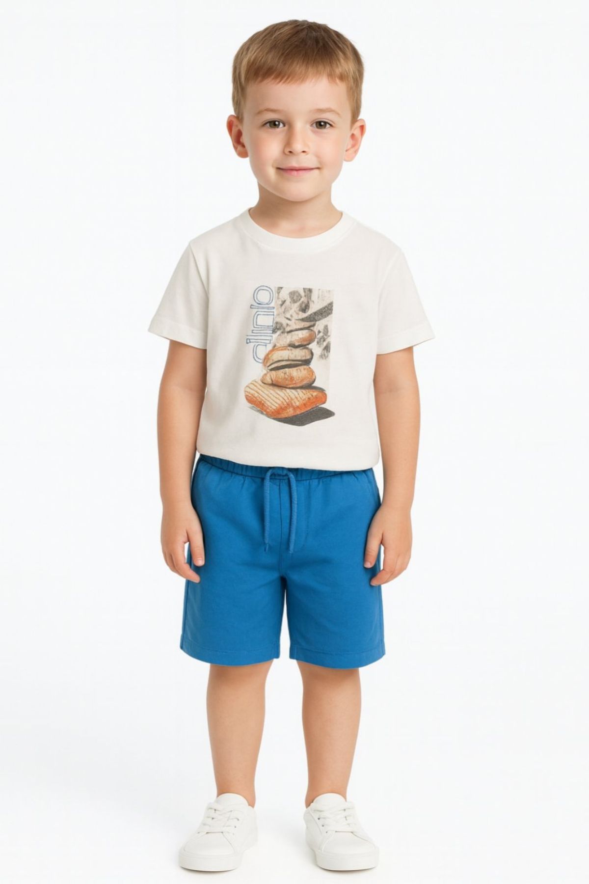 Детски комплект за момче с къс ръкав, син цвят 