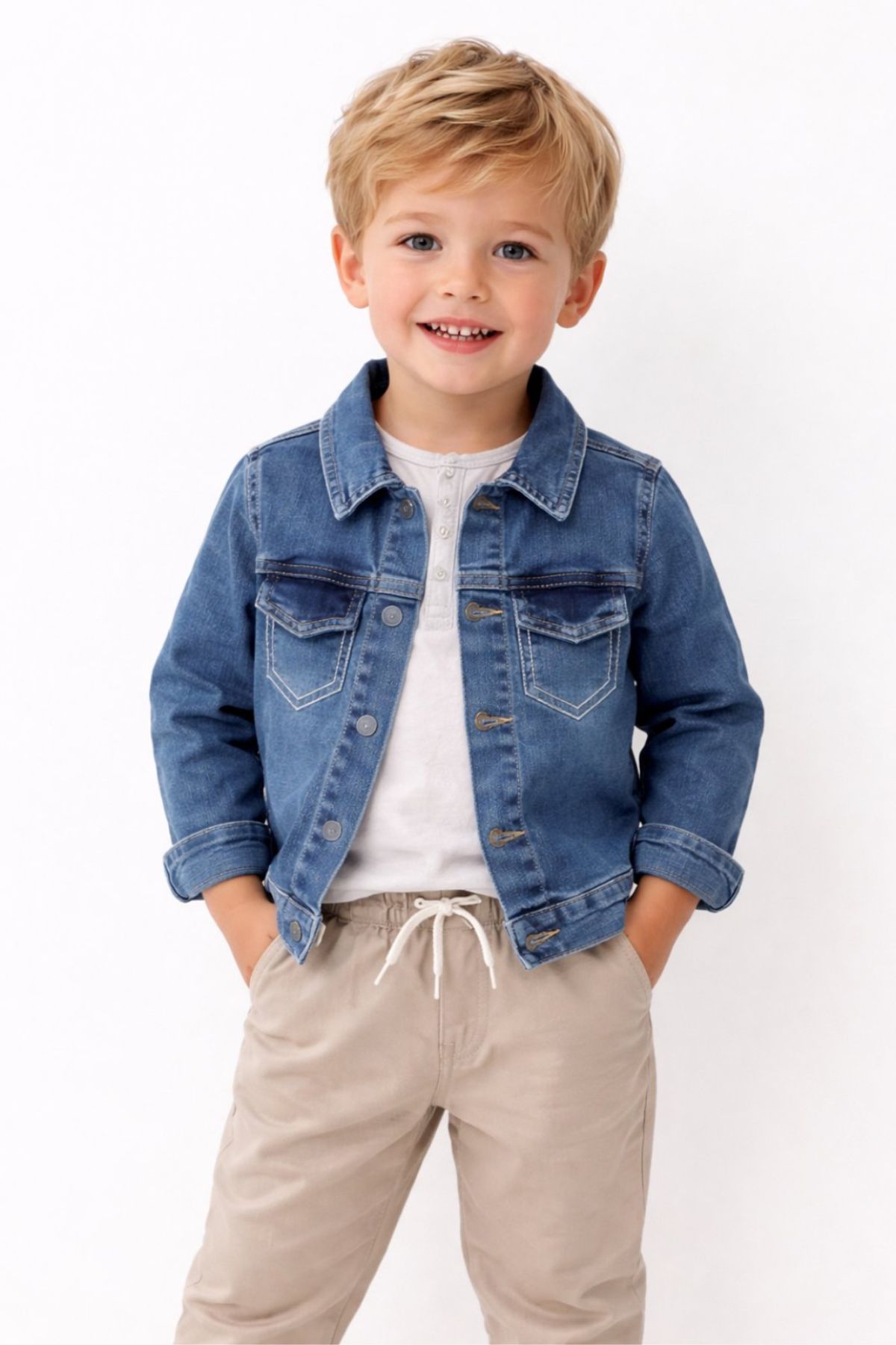 Детско дънково яке, син цвят