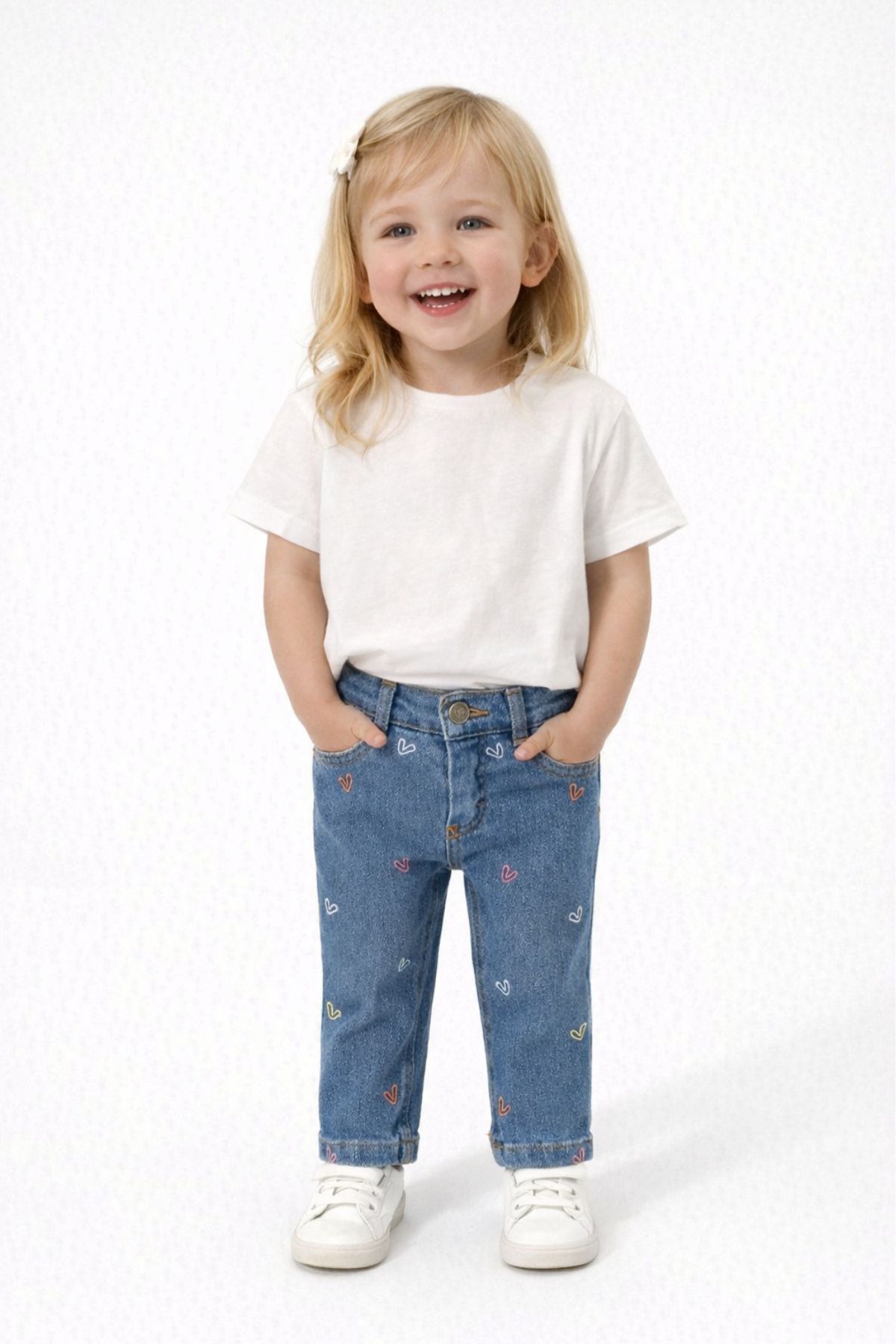 Детски дънки за момиче, син цвят 