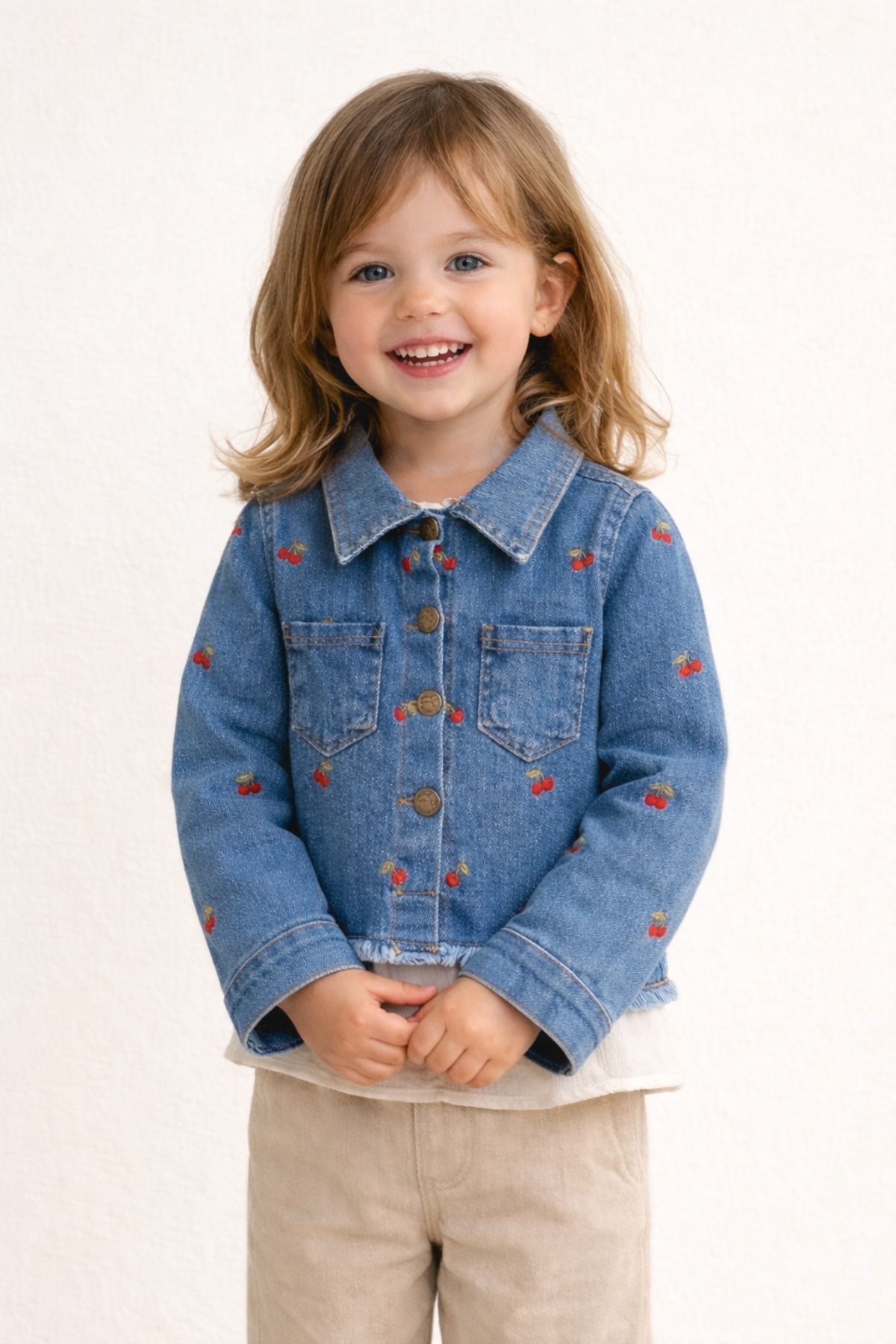 Детско дънково яке за момиче, син цвят