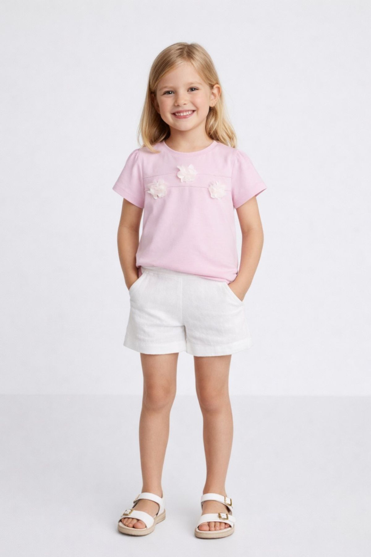 Детска тениска за момиче, розов цвят