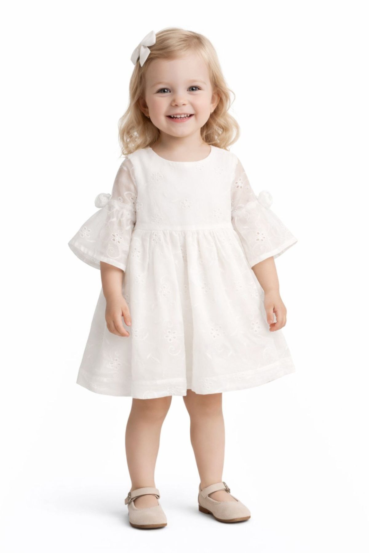 Детска рокля, бял цвят