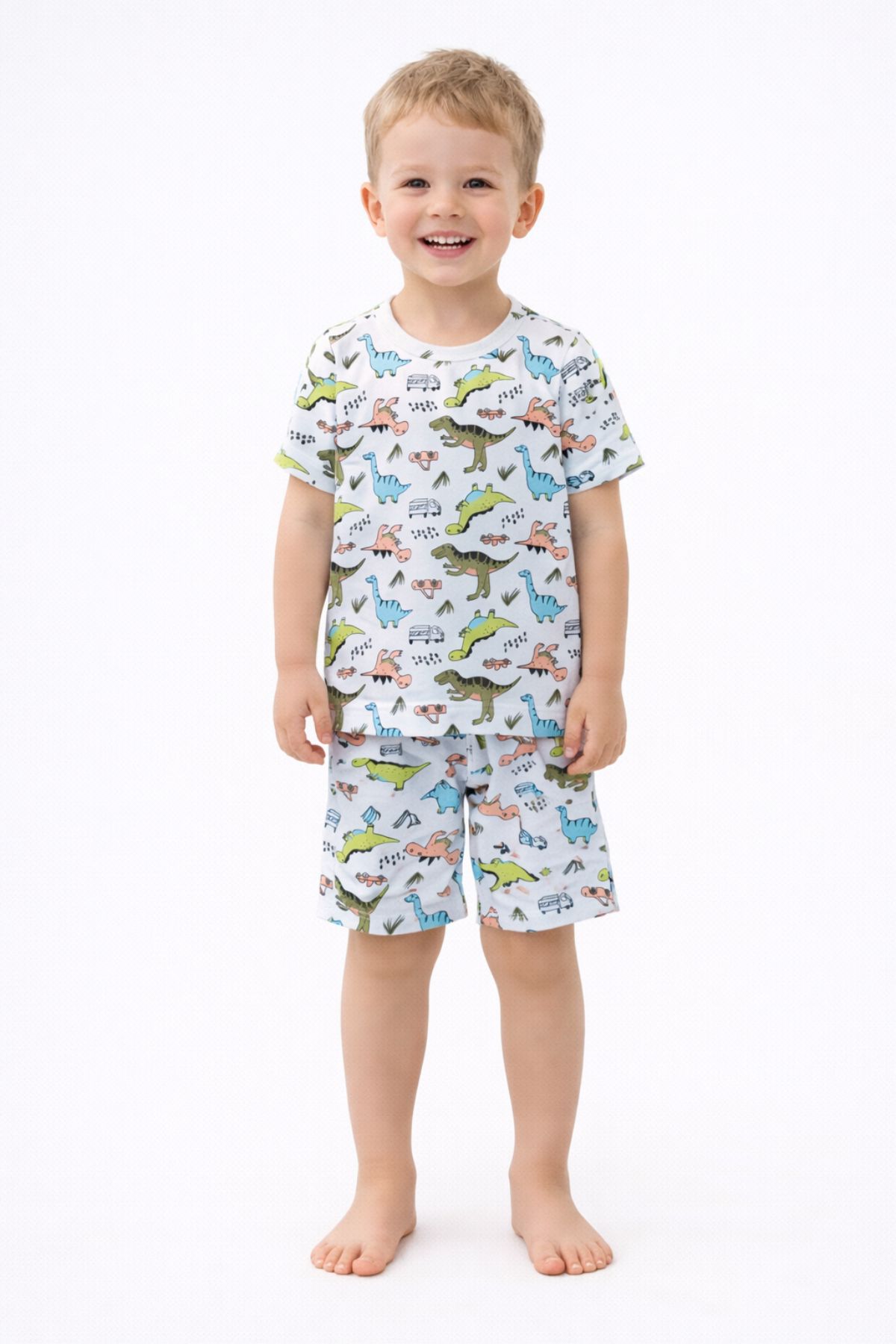 Детска пижама за момче с къс ръкав, син цвят