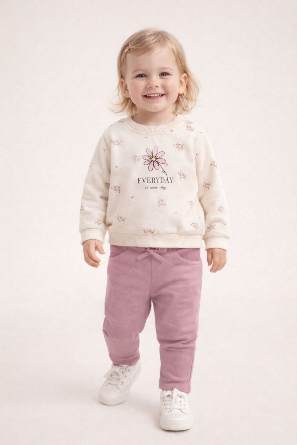 Детски комплект за момиче с дълъг ръкав, лилав цвят