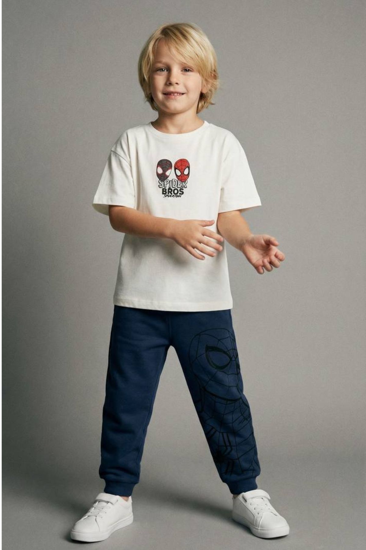 Детски комплект за момче с къс ръкав, тъмно син цвят