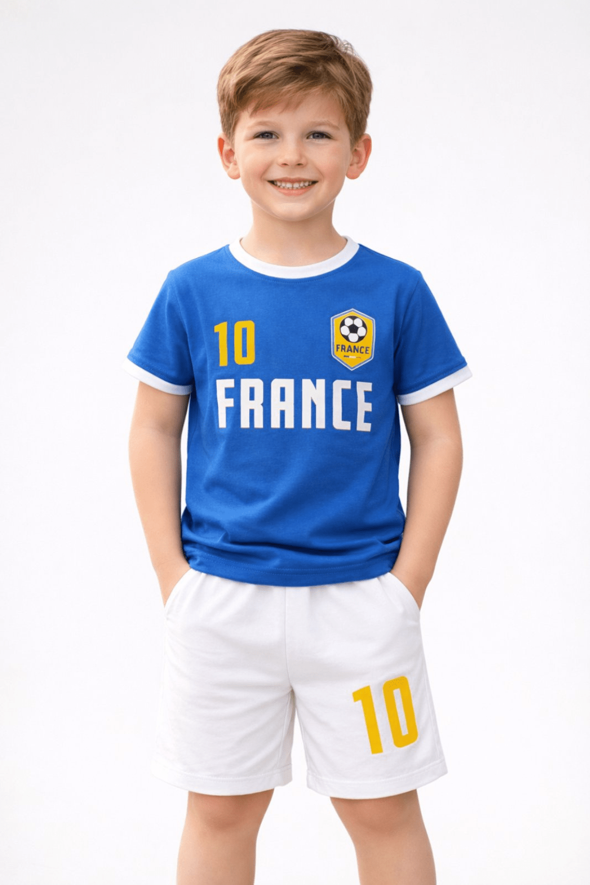 Детски комплект за момче с къс ръкав, син цвят