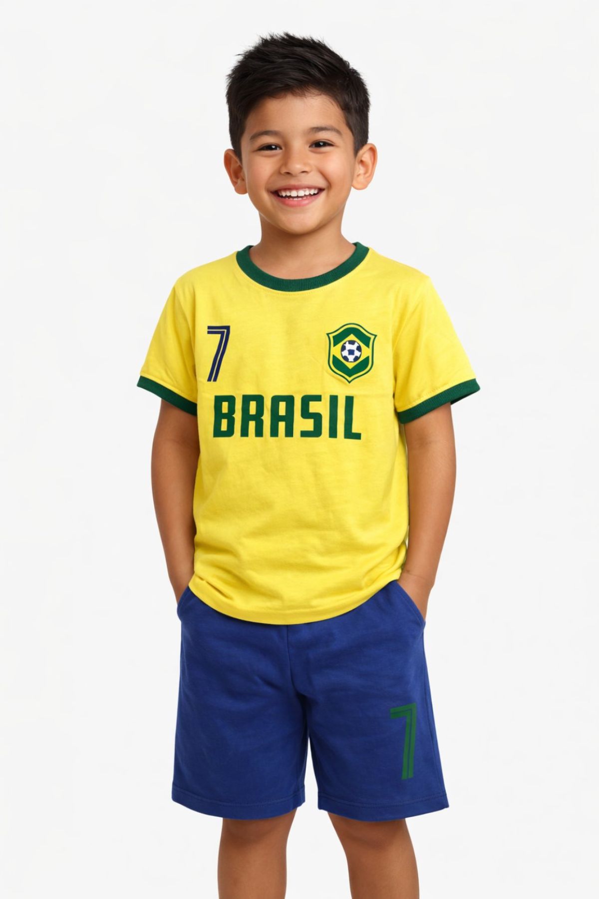 Детски комплект за момче с къс ръкав, жълт цвят