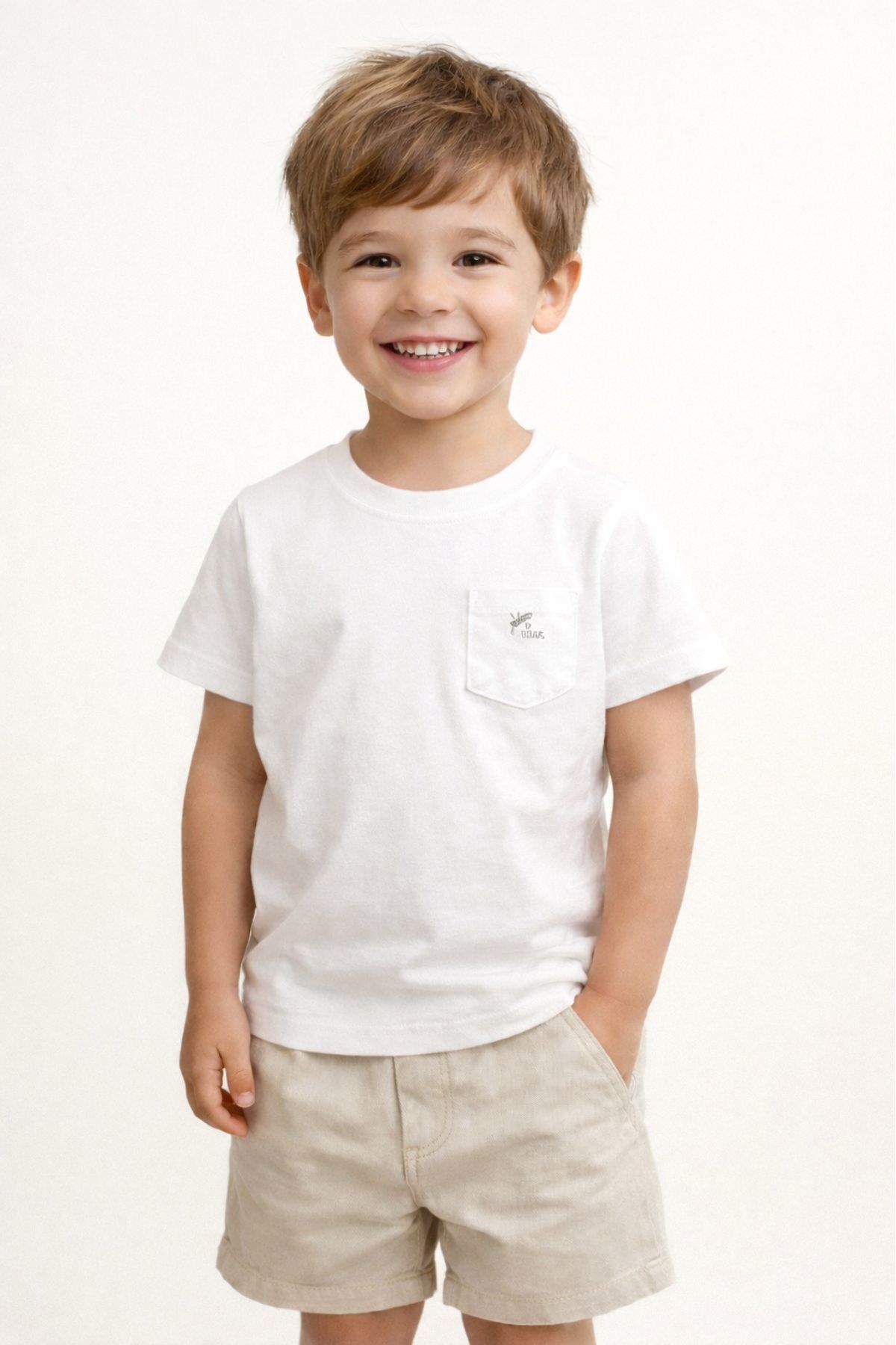 Детска тениска за момче, бял цвят