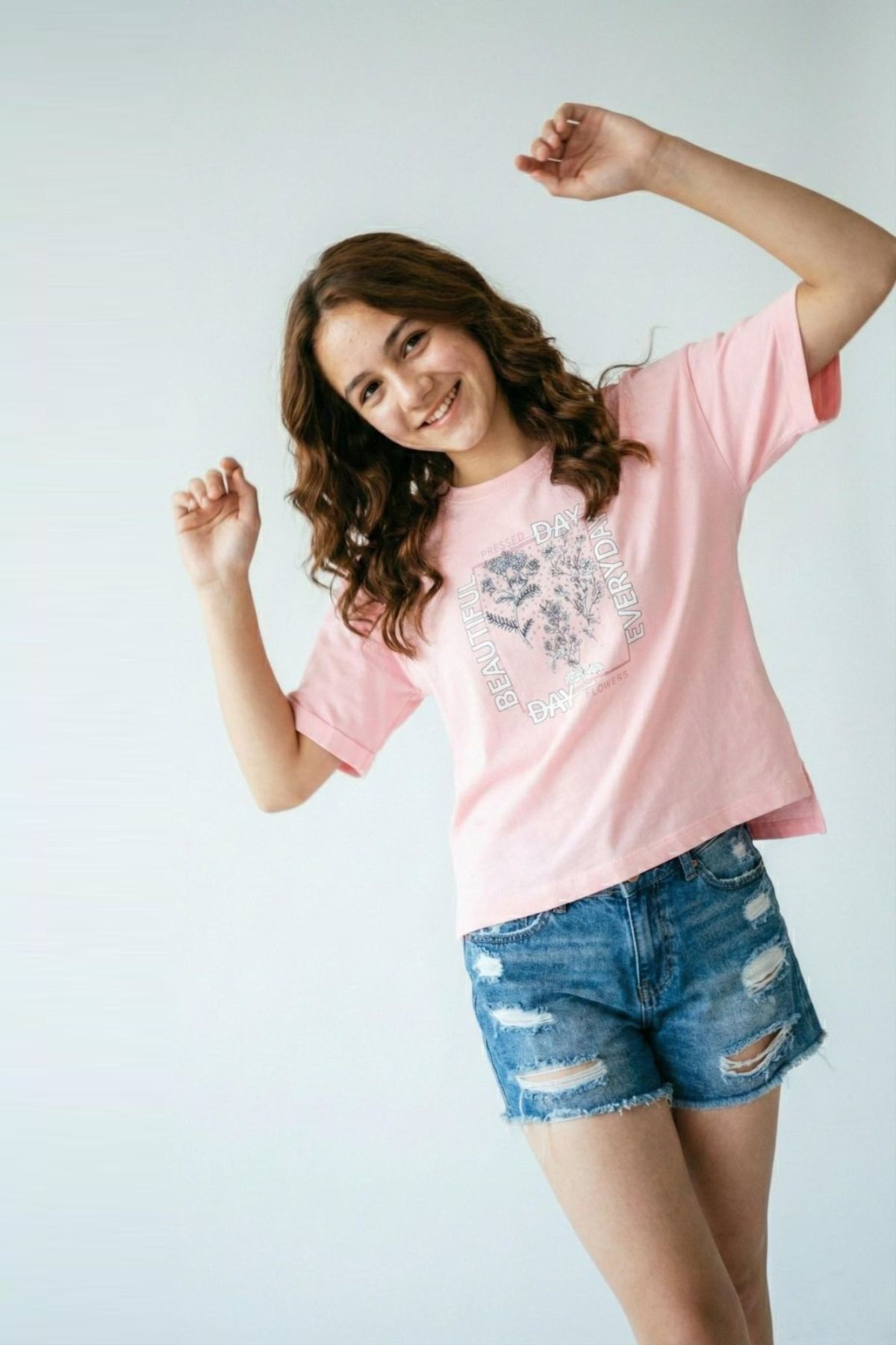 Детска тениска за момиче, розов цвят