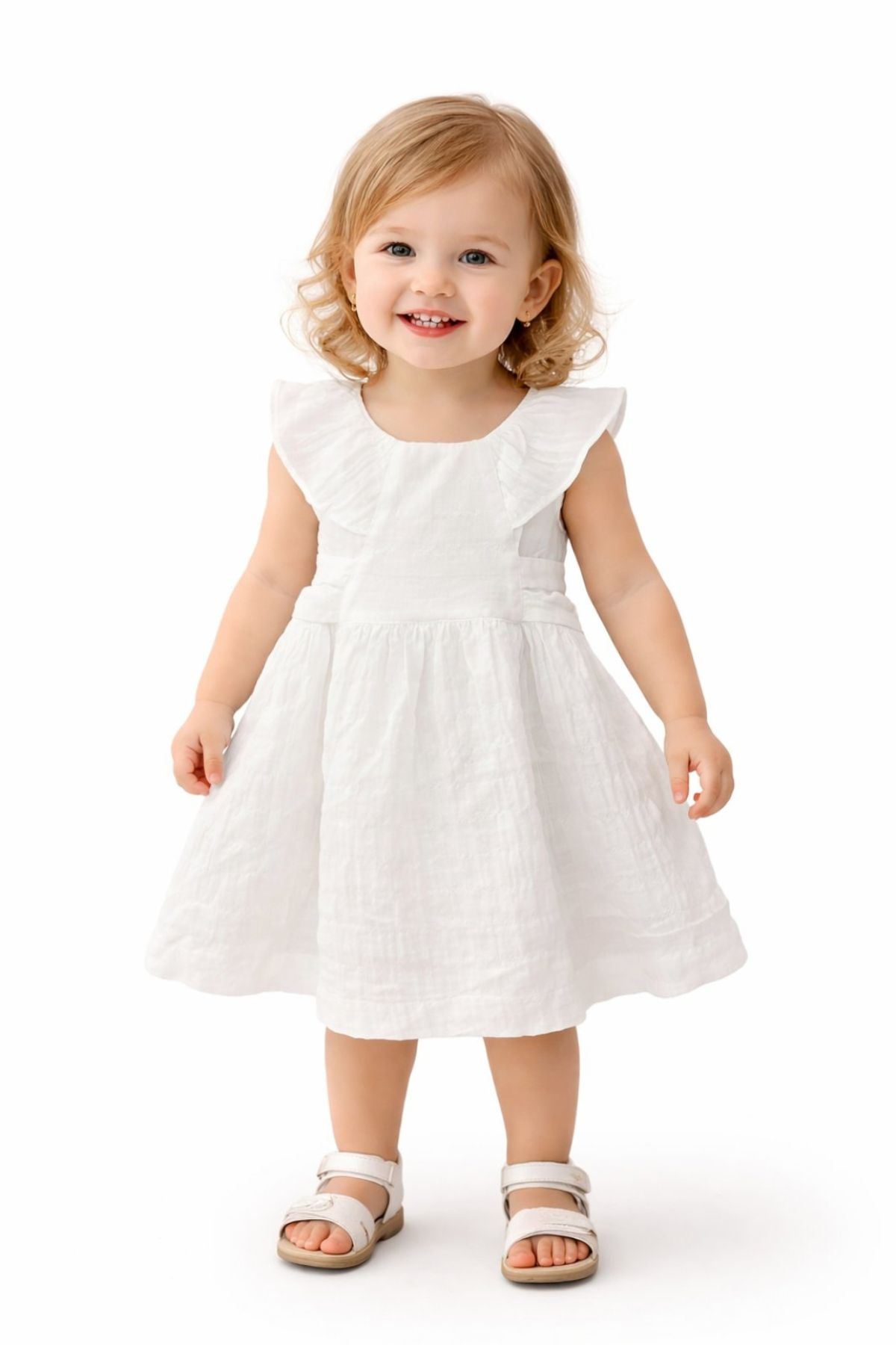 Детска рокля без ръкав, бял цвят