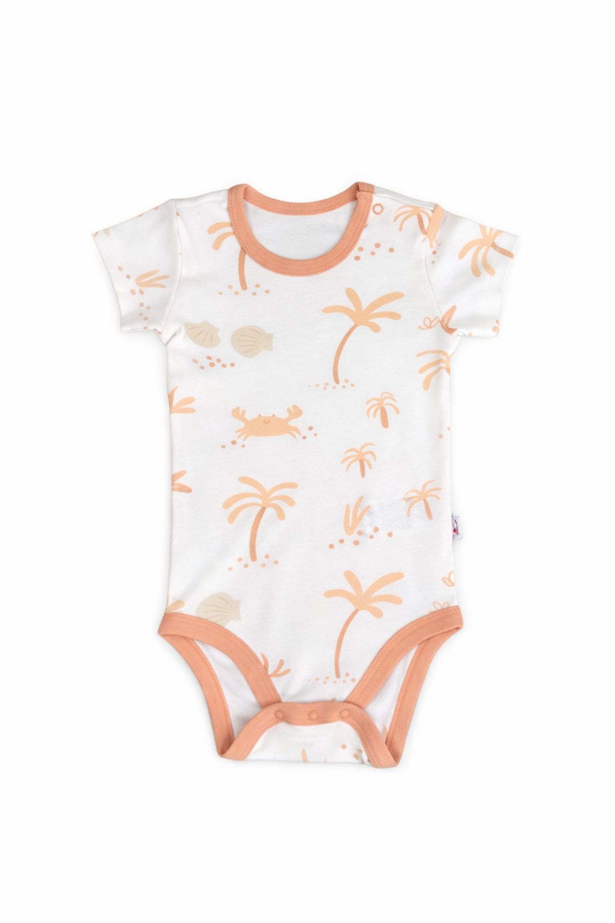 Бебешко боди с къс ръкав от органичен памук, оранжев цвят 