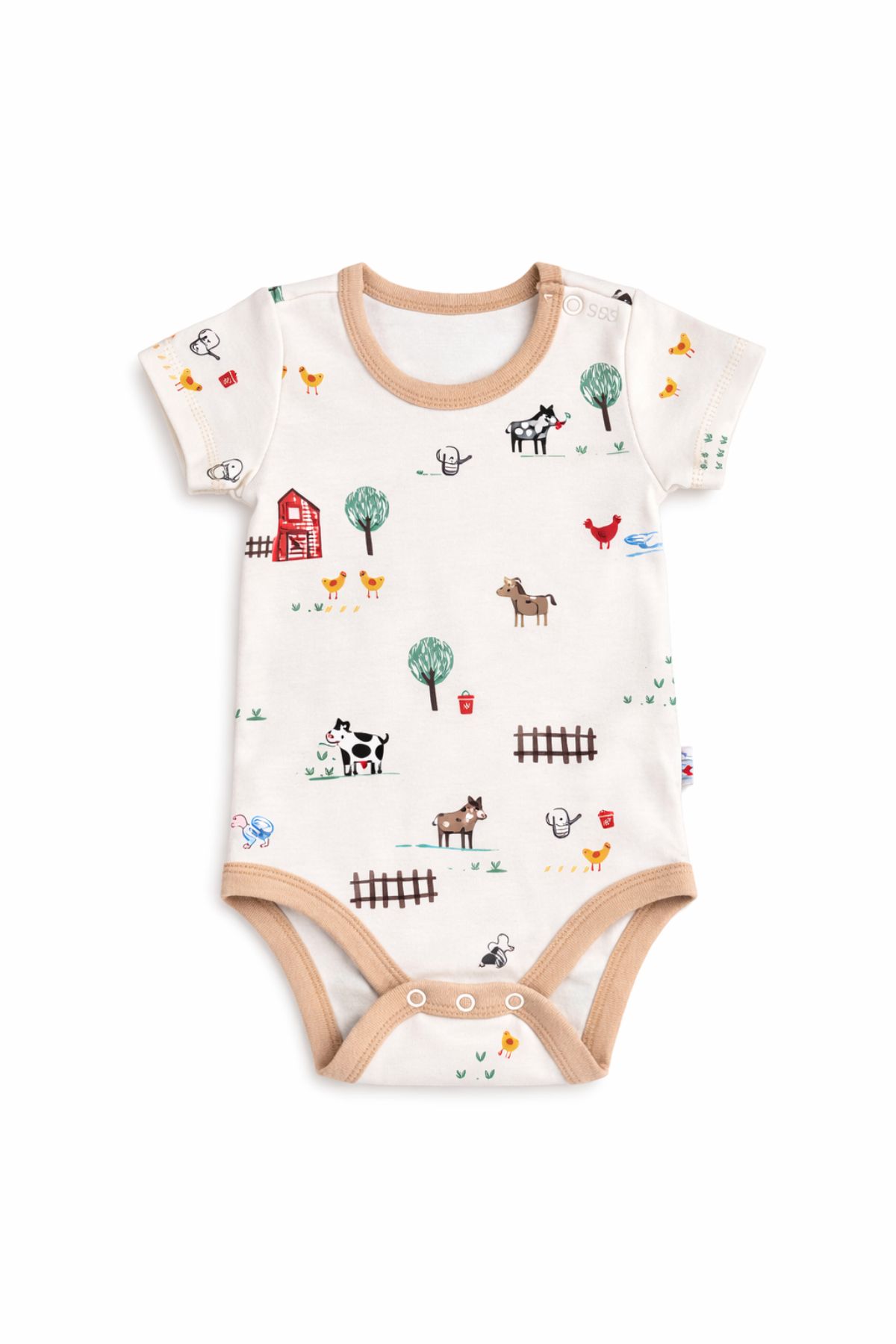 Бебешко боди с къс ръкав от органичен памук, бял цвят 