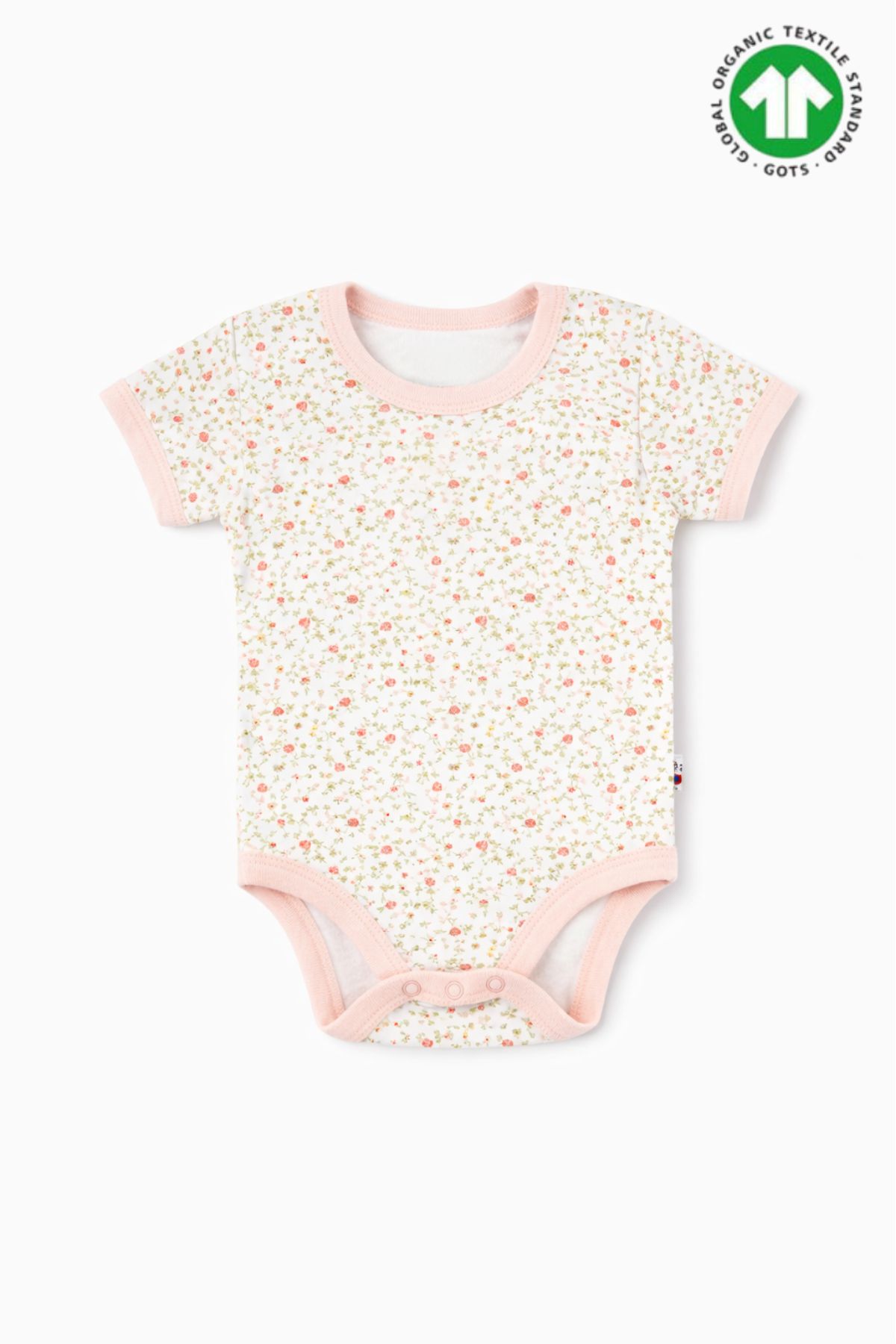 Бебешко боди органичен памук за момиче с къс ръкав, шарен цвят