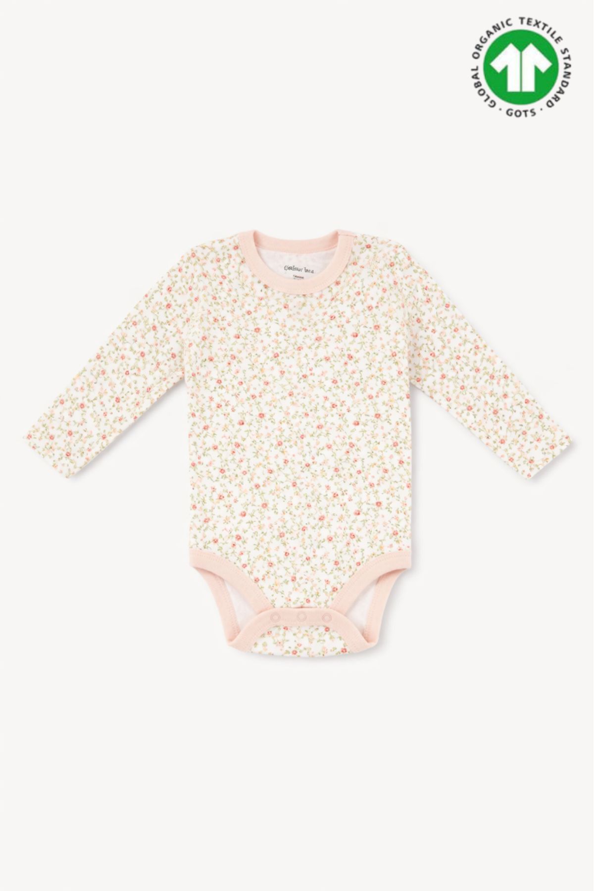 Бебешко боди ораганичен памук за момиче с дълъг ръкав, шарен цвят