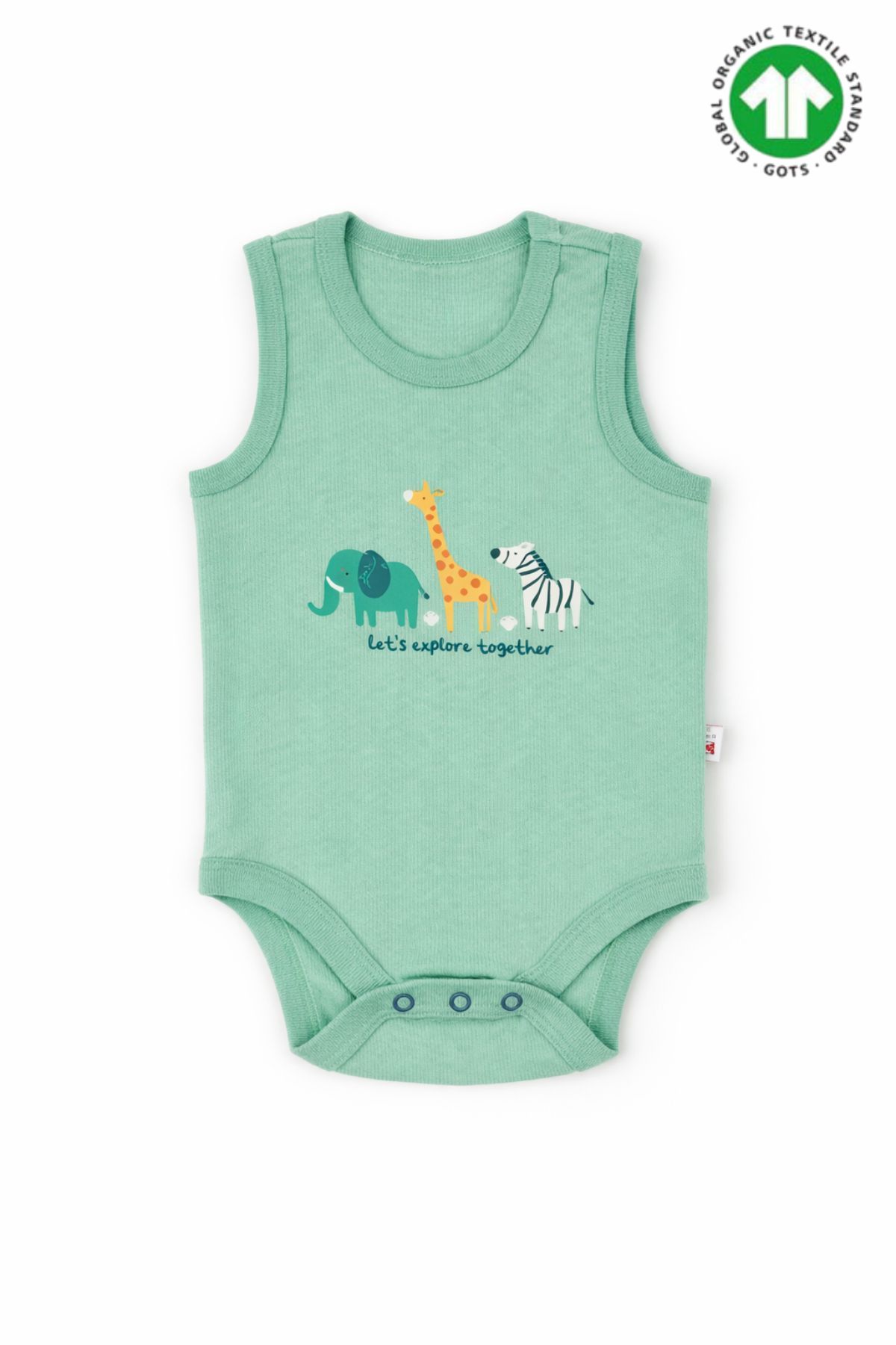 Бебешко боди потник органичен памук, зелен цвят