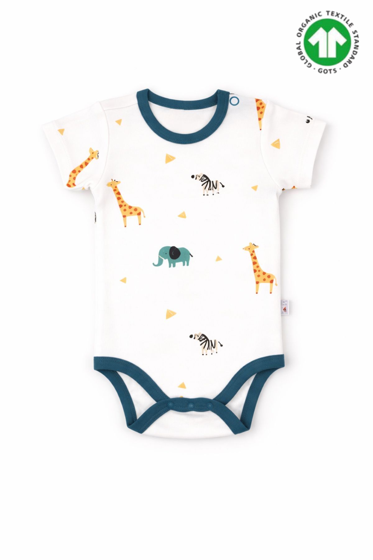 Бебешко боди органичен памук за момче с къс ръкав, бял цвят