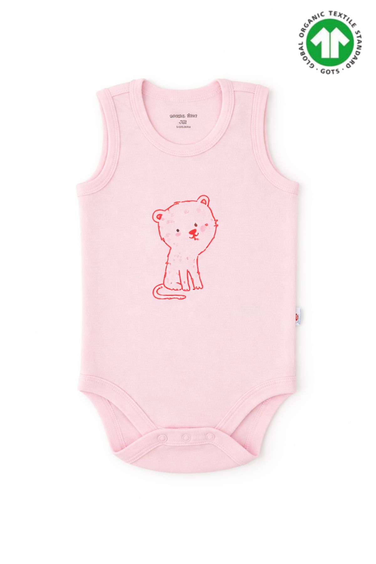 Бебешко боди потник органичен памук за момиче, розов цвят