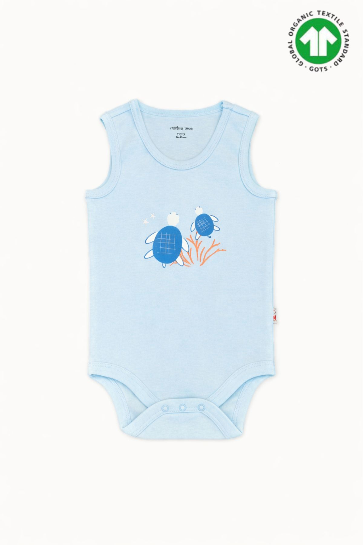 Бебешко боди потник органичен памук за момче, син цвят  