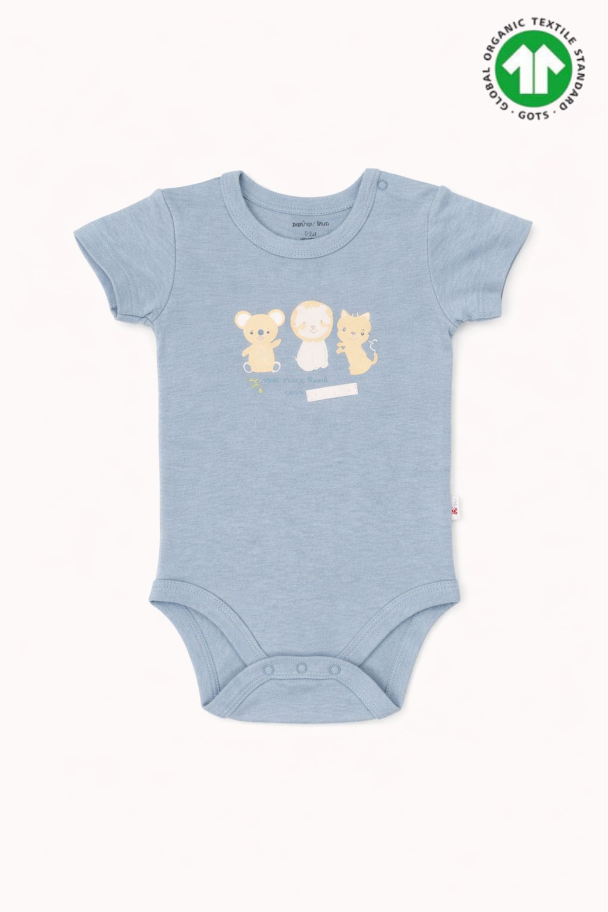 Бебешко боди органичен памук за момче с къс ръкав, син цвят   