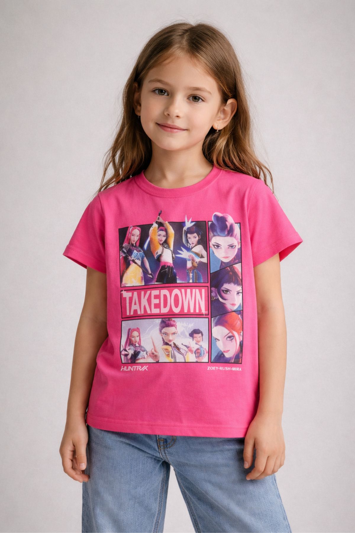 Детска тениска за момиче, цикламен цвят 