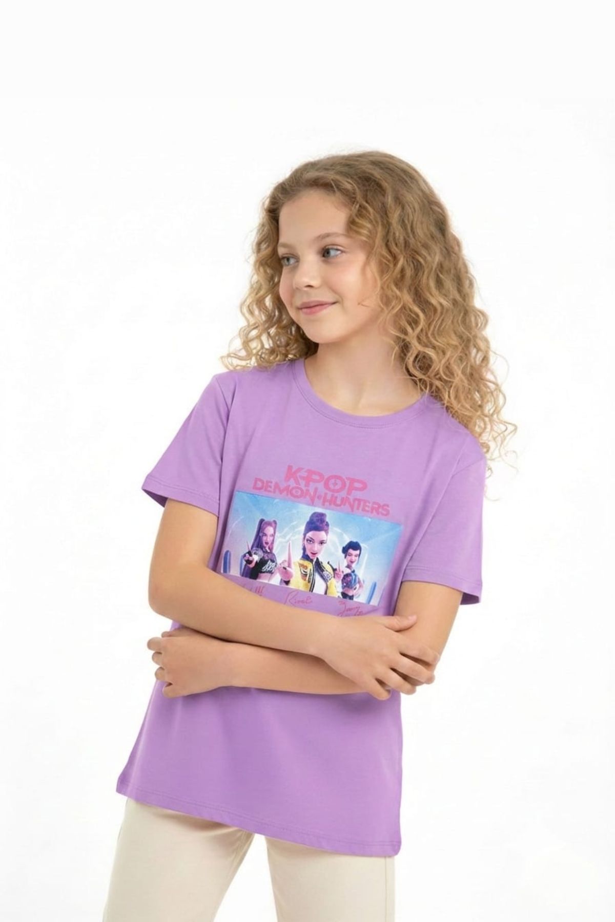 Детска тениска за момиче, лилав цвят 