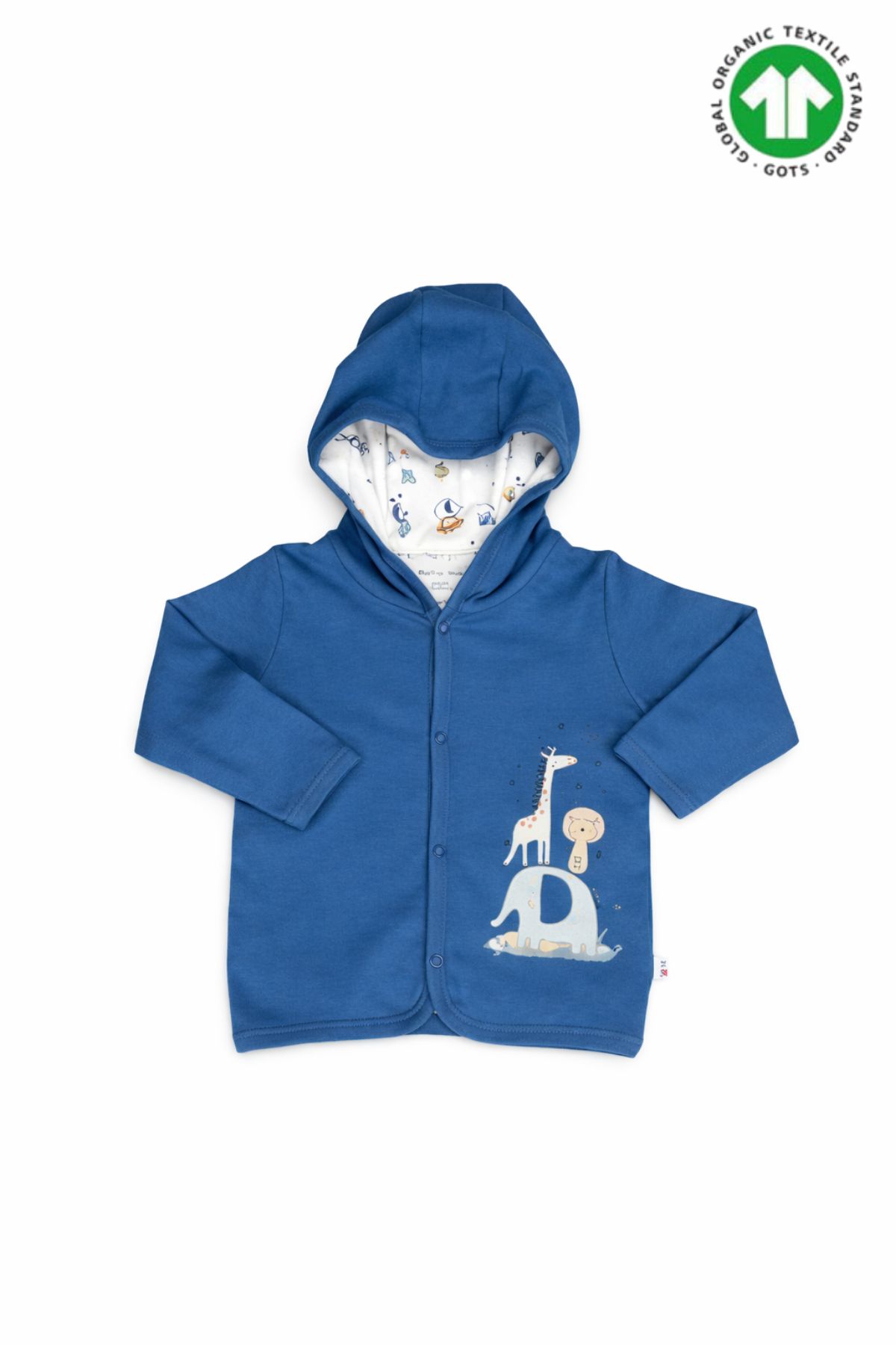 Бебешка жилетка органичен памук за момче, син цвят