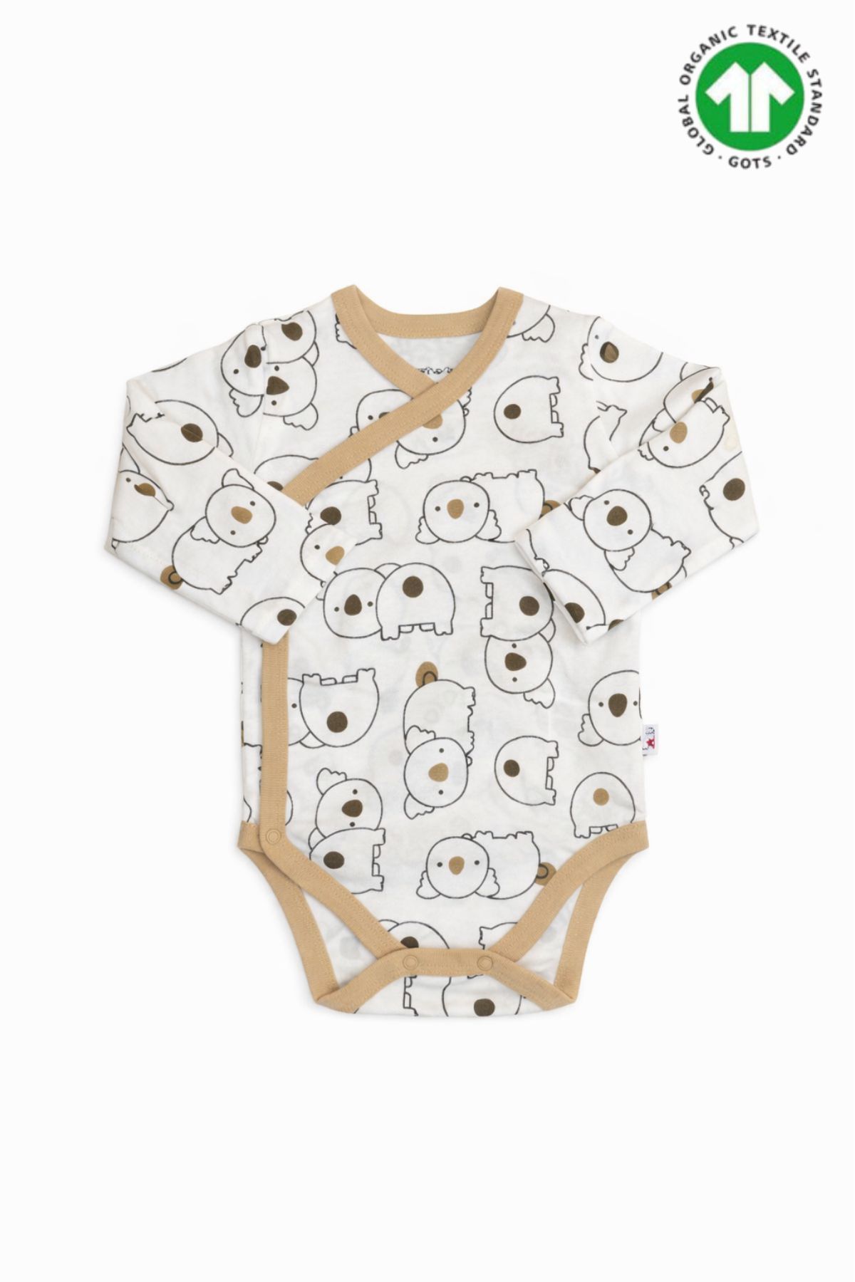 Бебешко боди органичен памук с дълъг ръкав, бежов цвят 