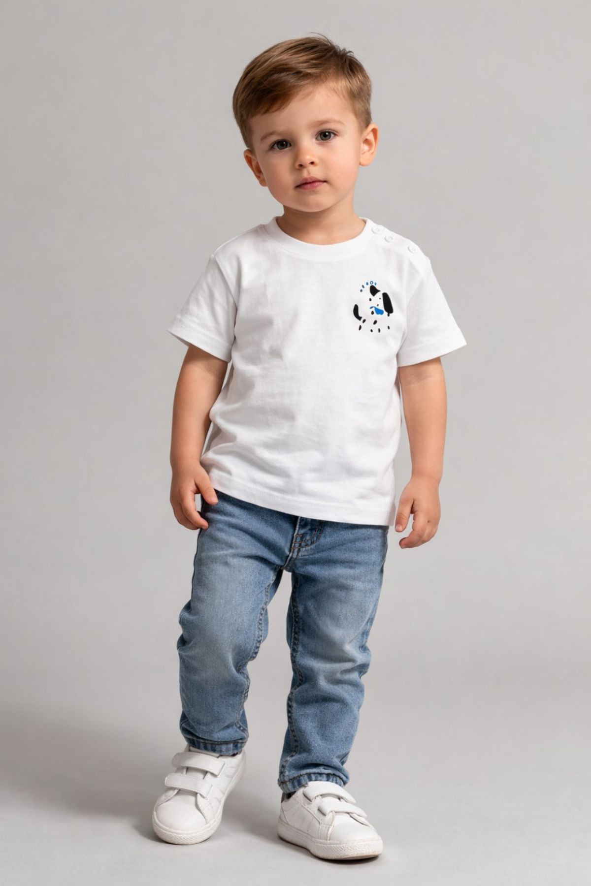 Детска тениска за момче, бял цвят